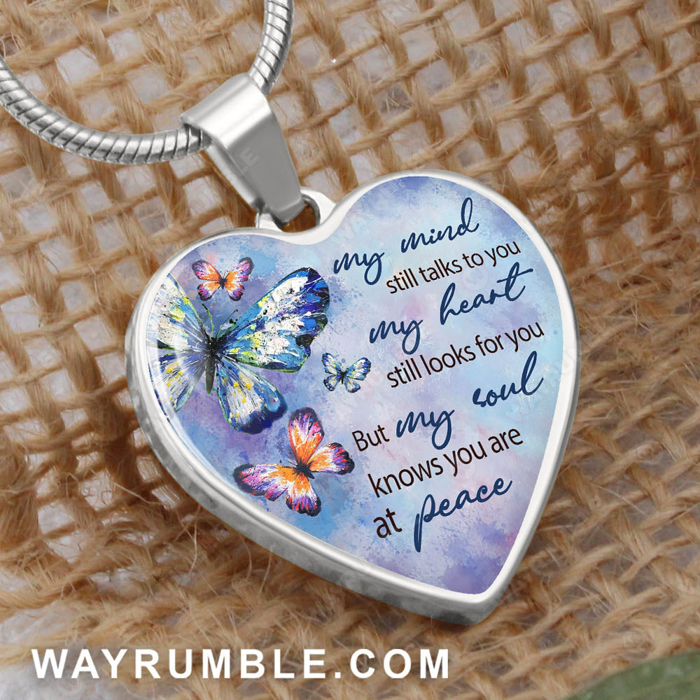 Butterfly painting, My soul knows you are at peace - Heaven Heart Necklace