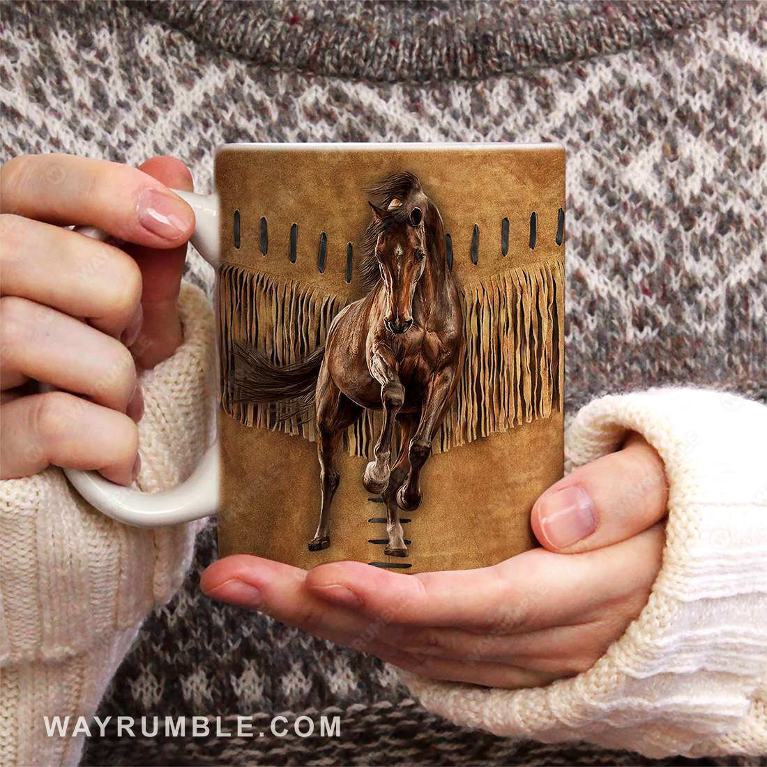 Horse drawing, The amazing horse, Leather pattern - Horse AOP Mug