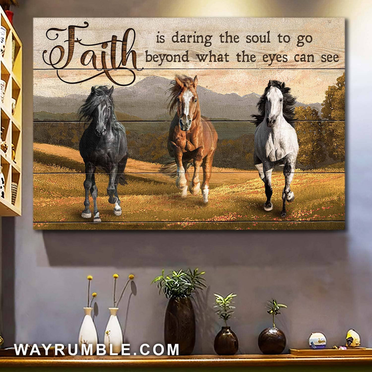 Horse, Highland, Faith is daring the soul to go beyond what eyes can see - Jesus Landscape Canvas Prints, Wall Art