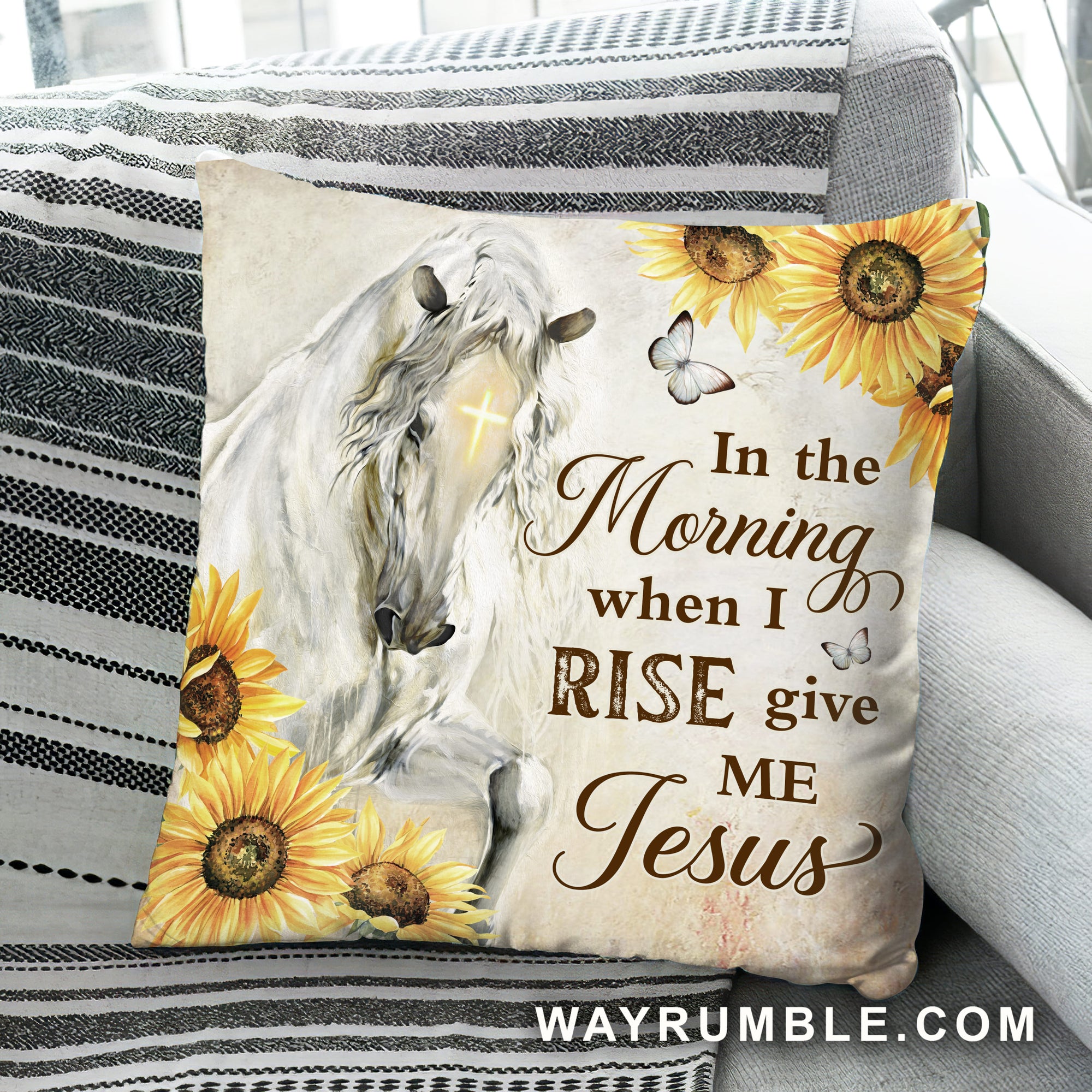 Jesus - White horse - In the morning when I rise give me Jesus - Pillow