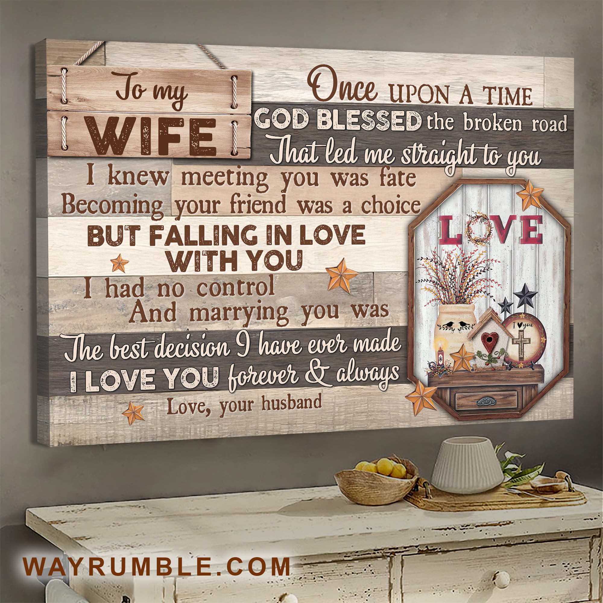 To my wife, Love, Vintage Painting, Marrying you was the best decision I've ever made - Couple Landscape Canvas Prints, Wall Art