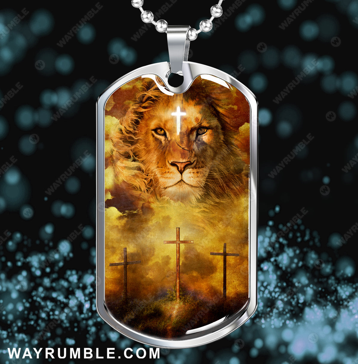 Lion of Judah, Cross light, The rugged crosses - Jesus Dog Tag
