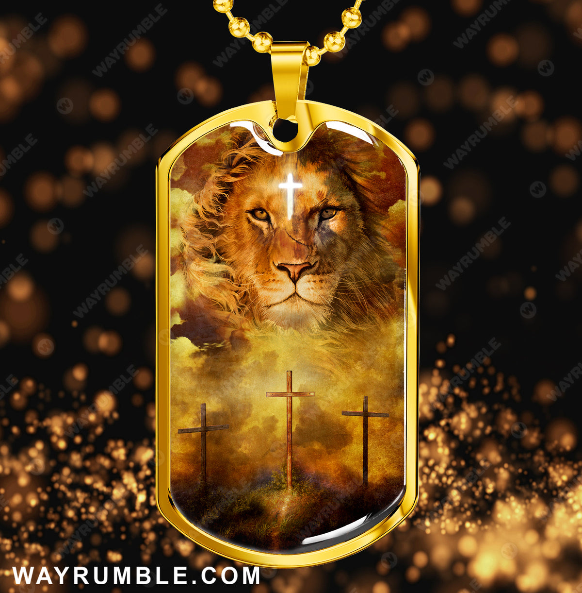 Lion of Judah, Cross light, The rugged crosses - Jesus Dog Tag