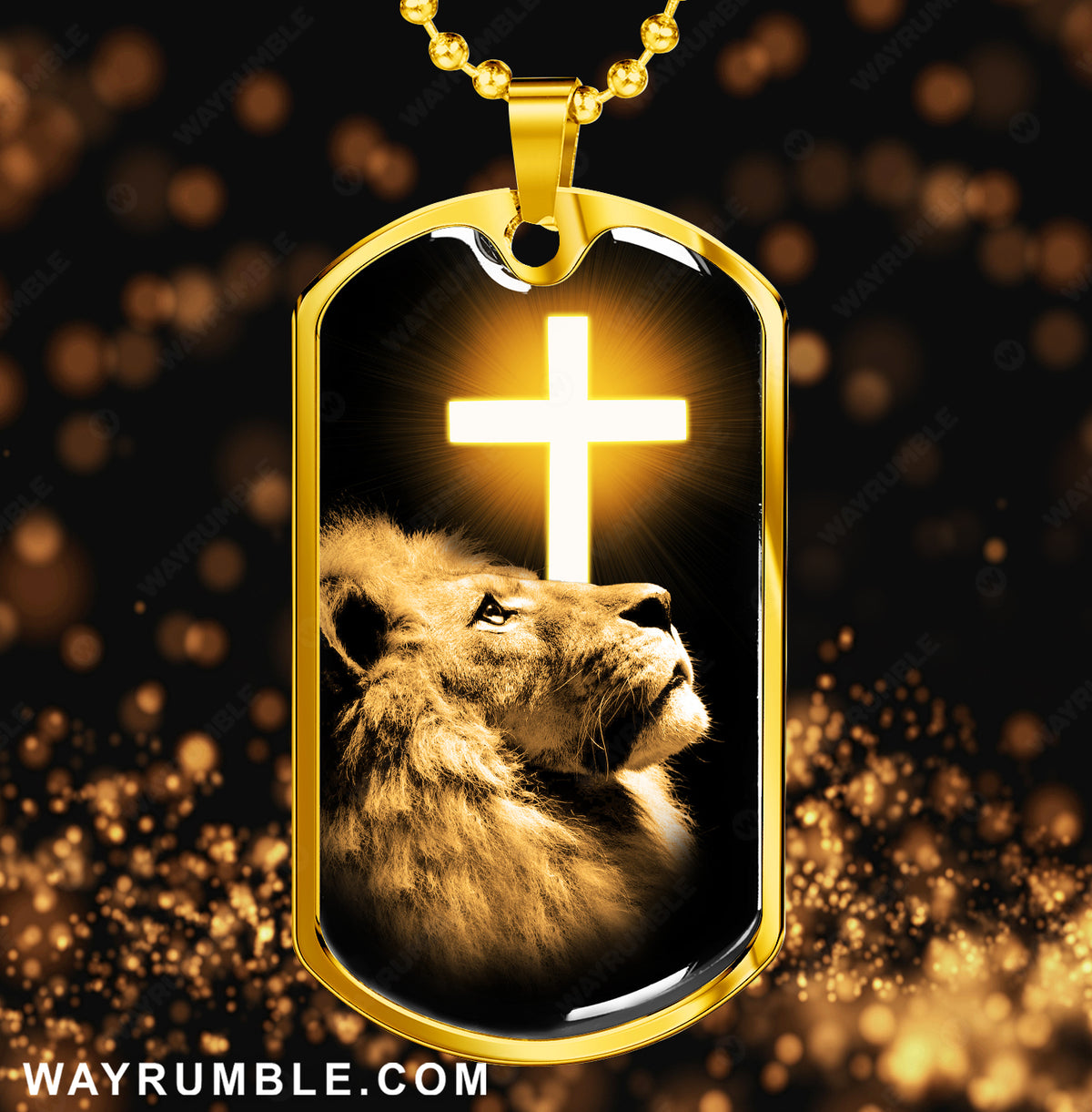 Lion of Judah, Cross light, Pray to Jesus - Jesus Dog Tag