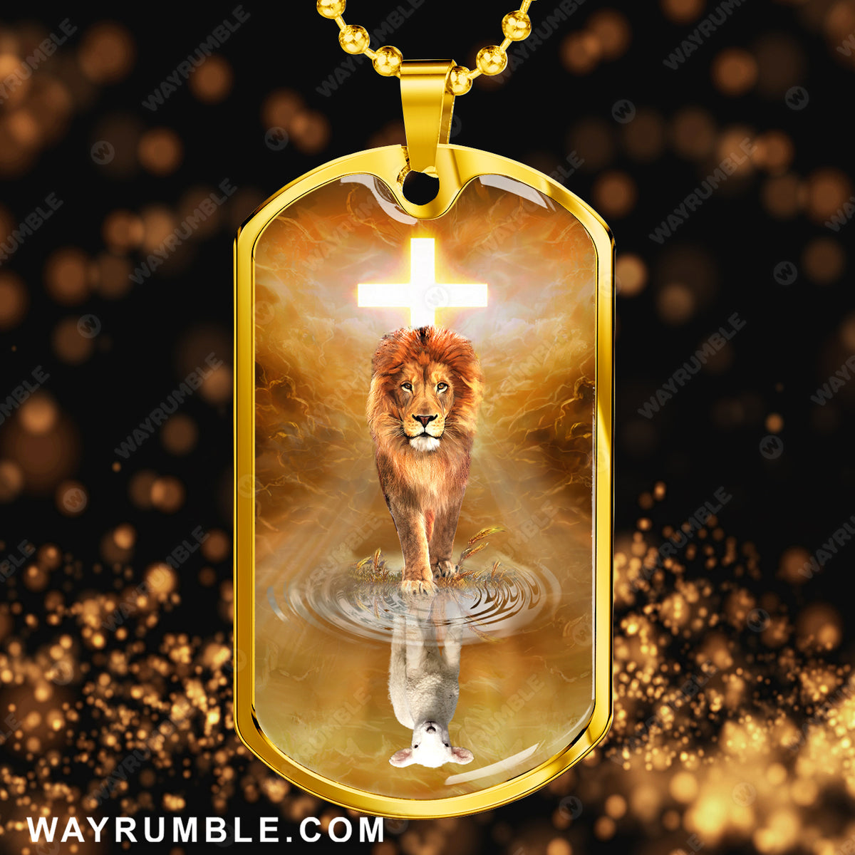 Lion of Judah Lamb of God The holy cross light Jesus Dog Tag