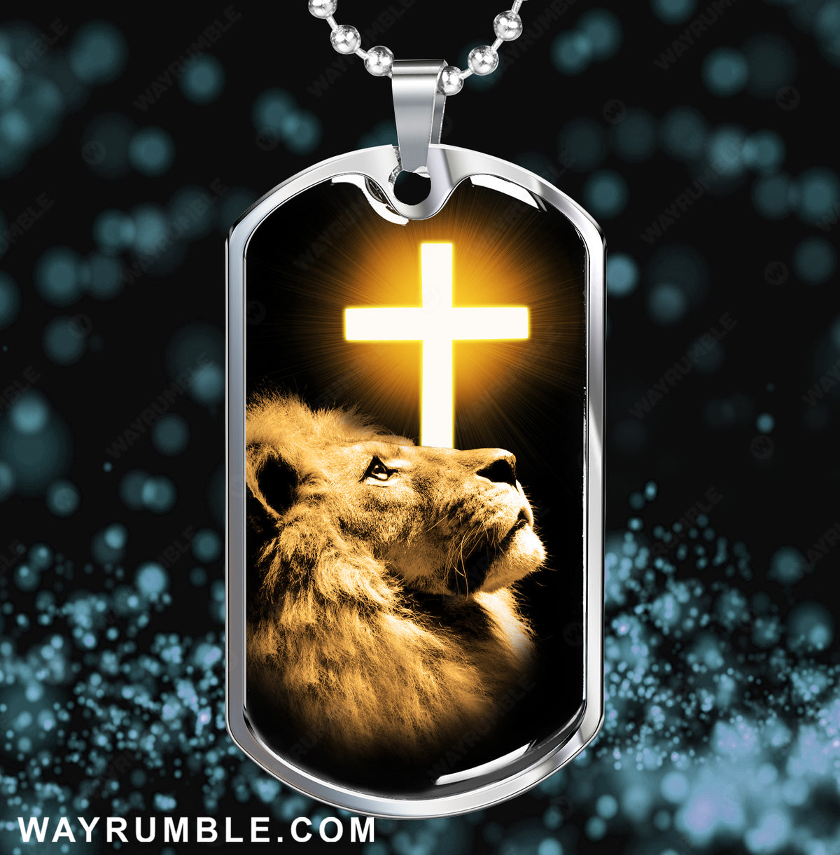Lion of Judah, Cross light, Pray to Jesus - Jesus Dog Tag