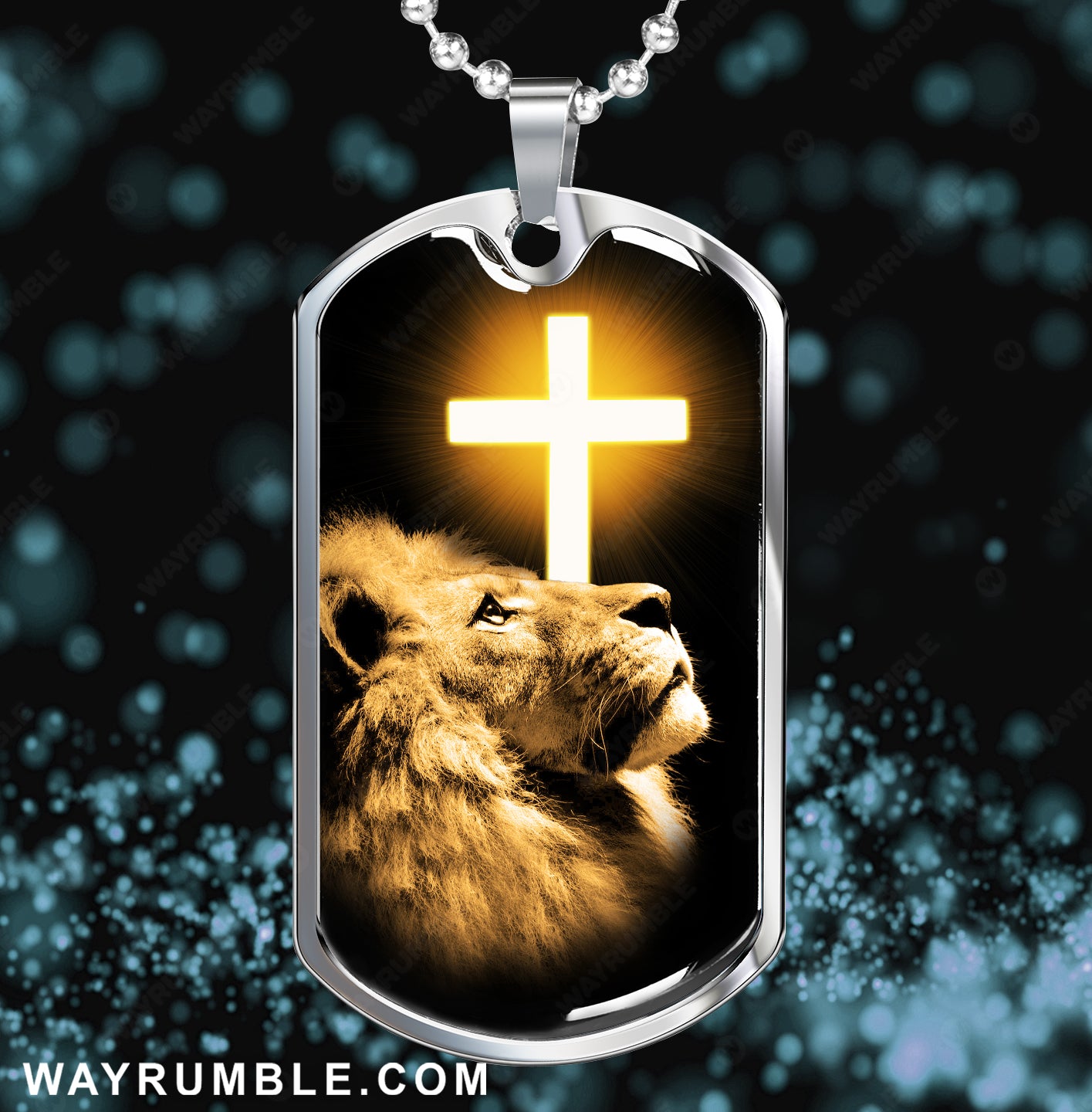 Lion of Judah, Cross light, Pray to Jesus - Jesus Dog Tag