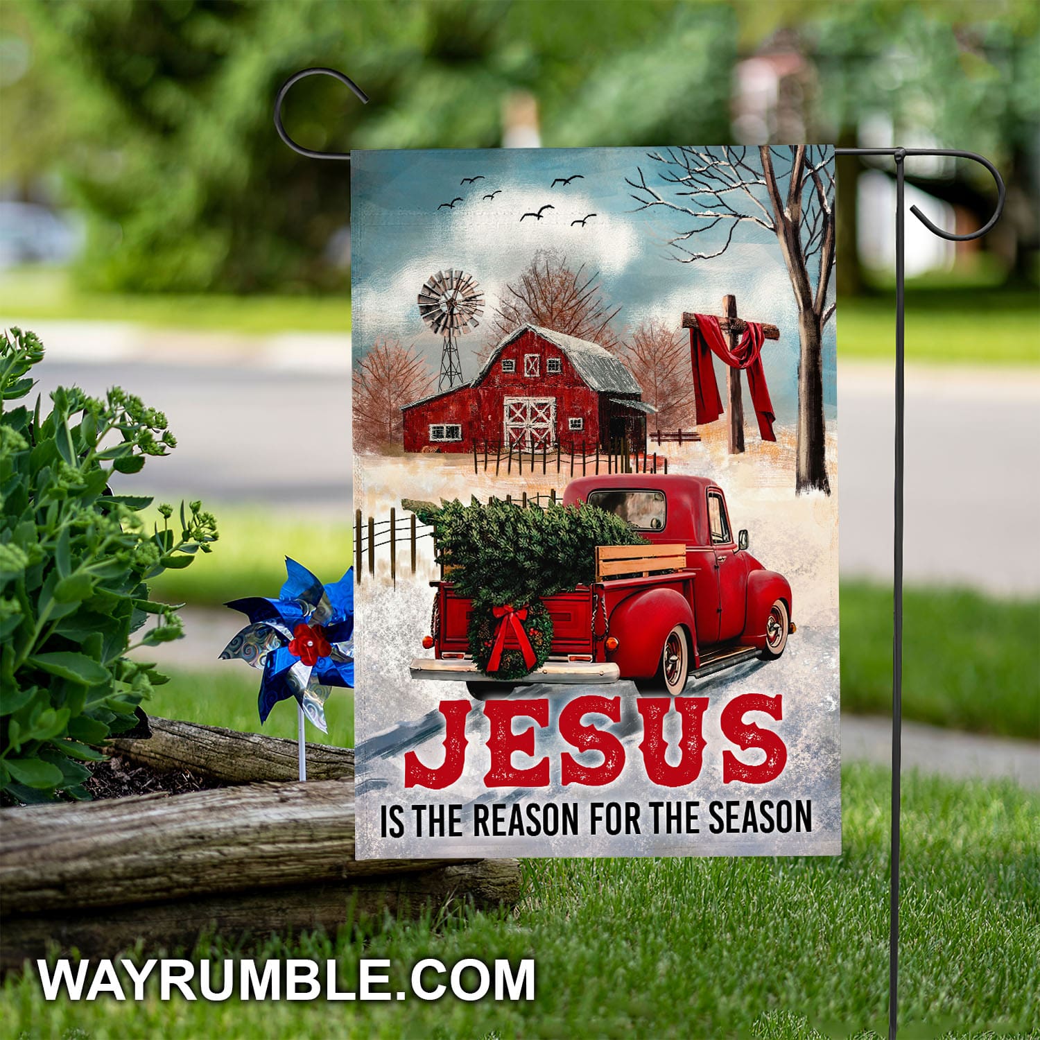 Red truck - Jesus is the reason for the reason Jesus Flag