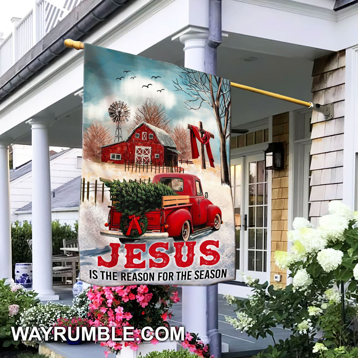 Red truck - Jesus is the reason for the reason Jesus Flag