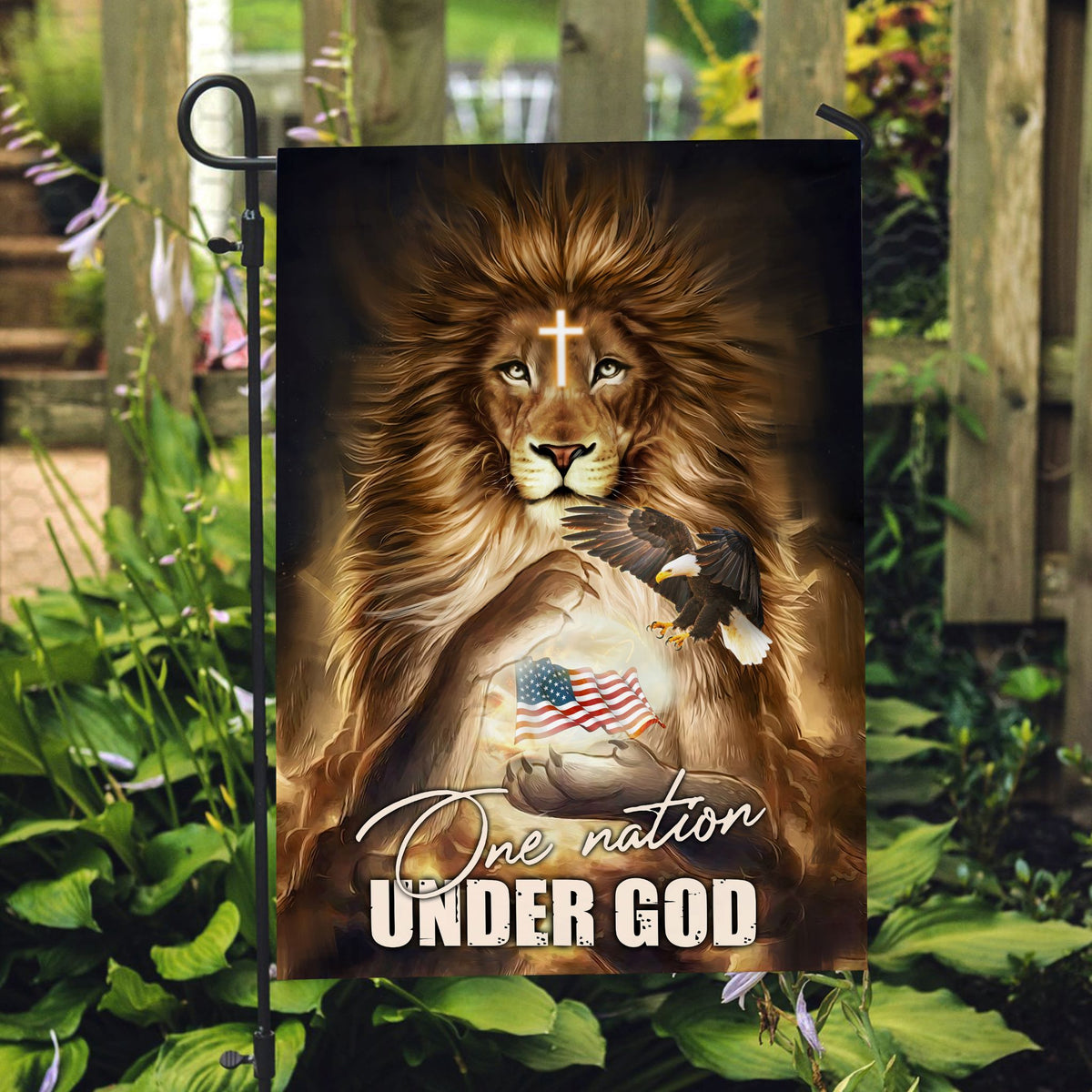 Lion of Judah, One nation under God, - Jesus, US Flag