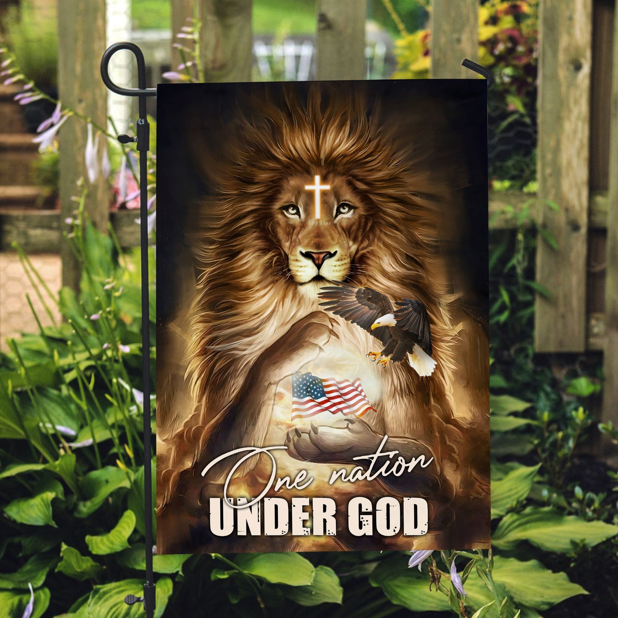 Lion of Judah, One nation under God, - Jesus, US Flag
