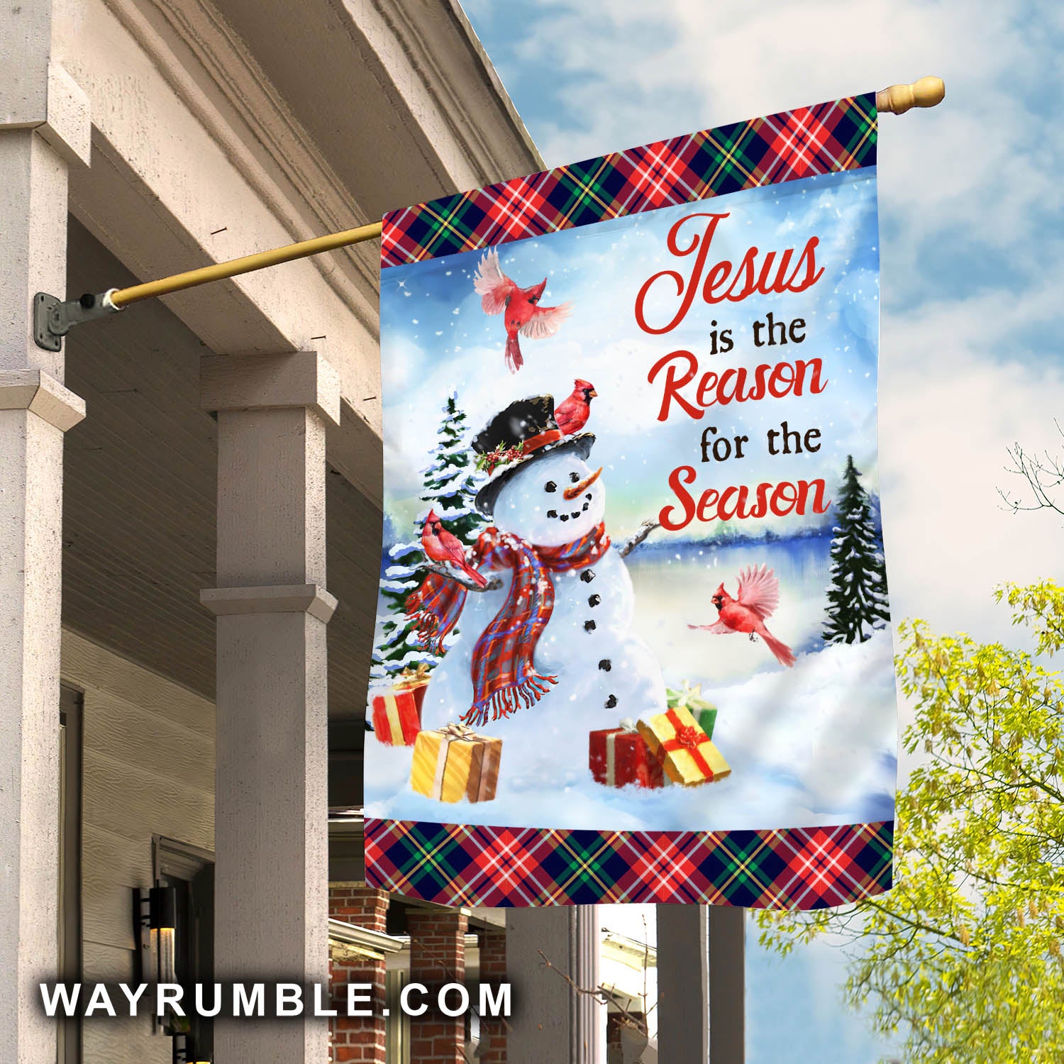 Jesus - Snowman in Christmas - Jesus is the reason for the season - Flag