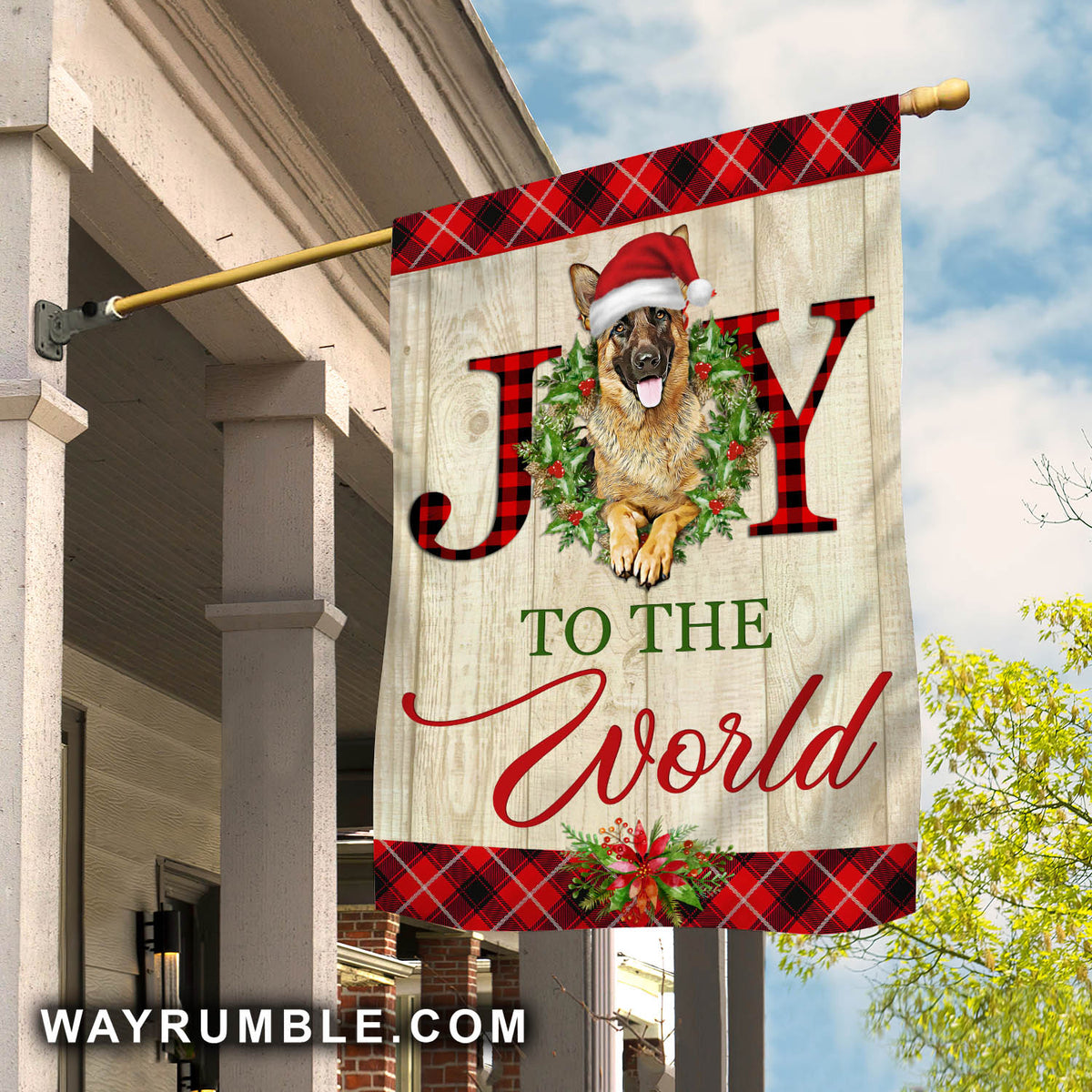 Joy to the world - Jesus, Christmas, German shepherd Flag
