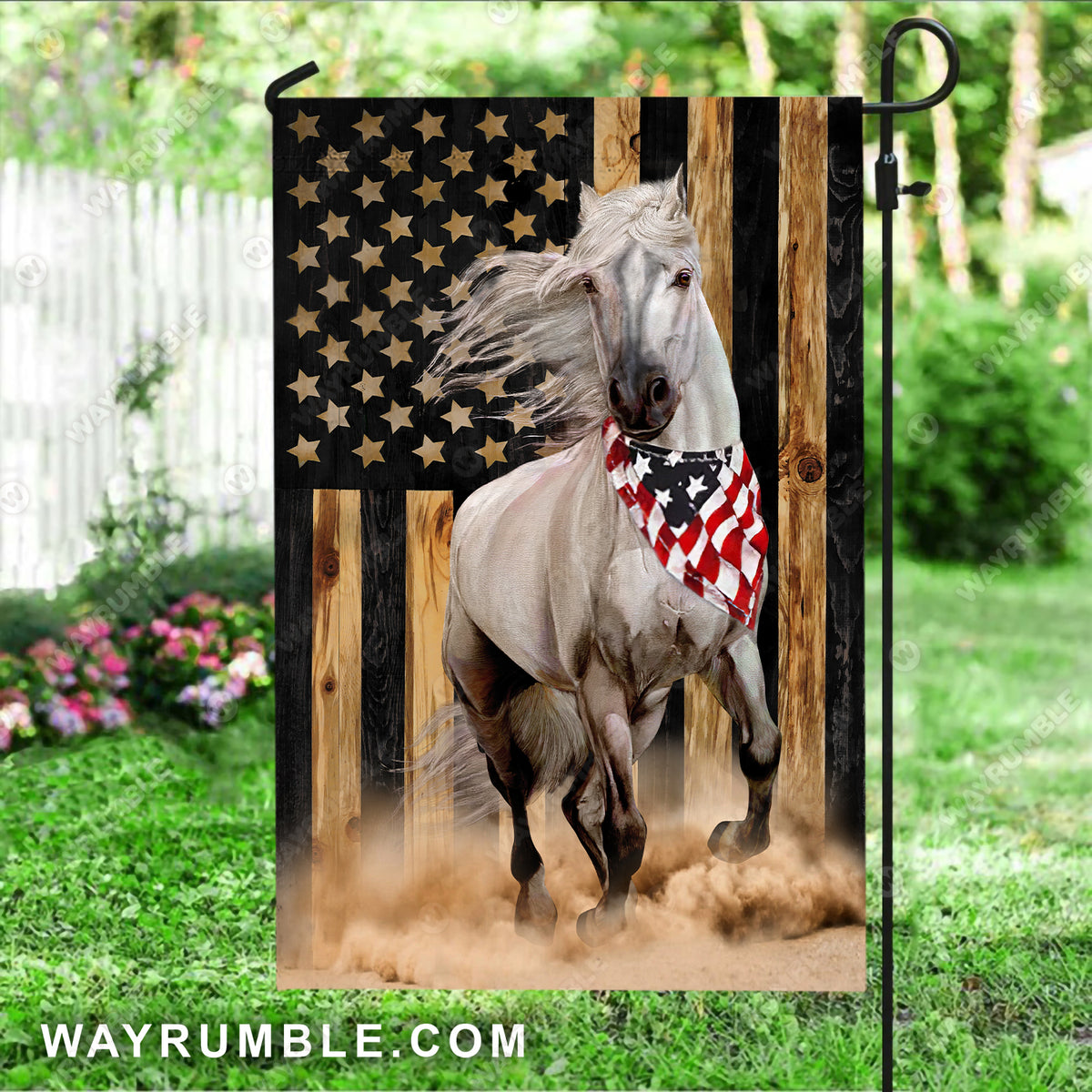 Running horse, US flag, Amazing painting - Jesus Flag