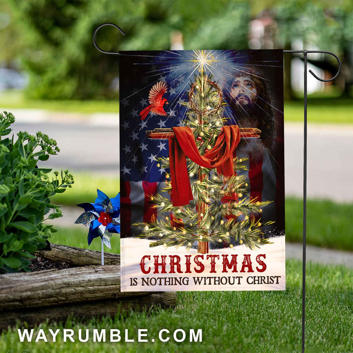 Christmas, cross, Christmas is nothing without Christ - Jesus Flag