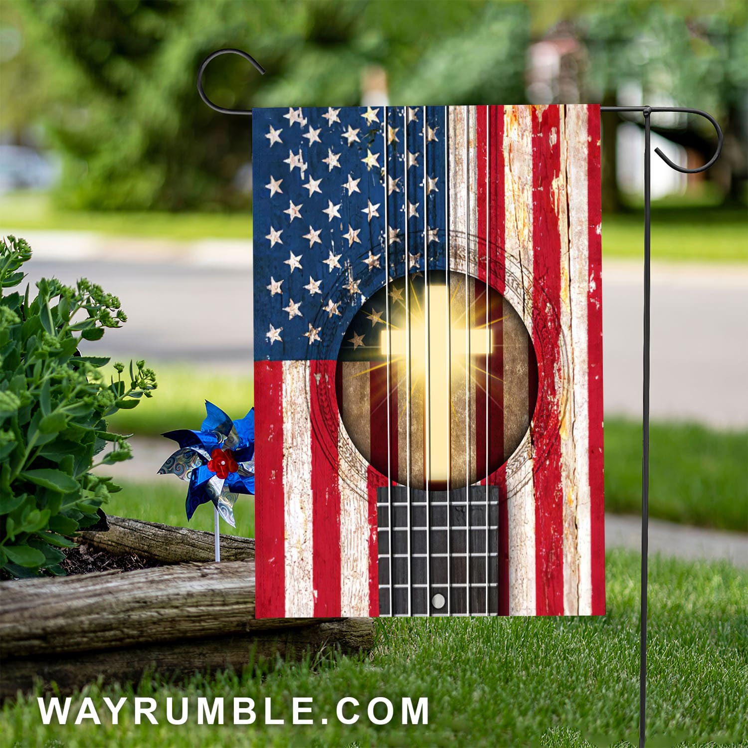 Amazing flag and cross on a guitar - Jesus Flag