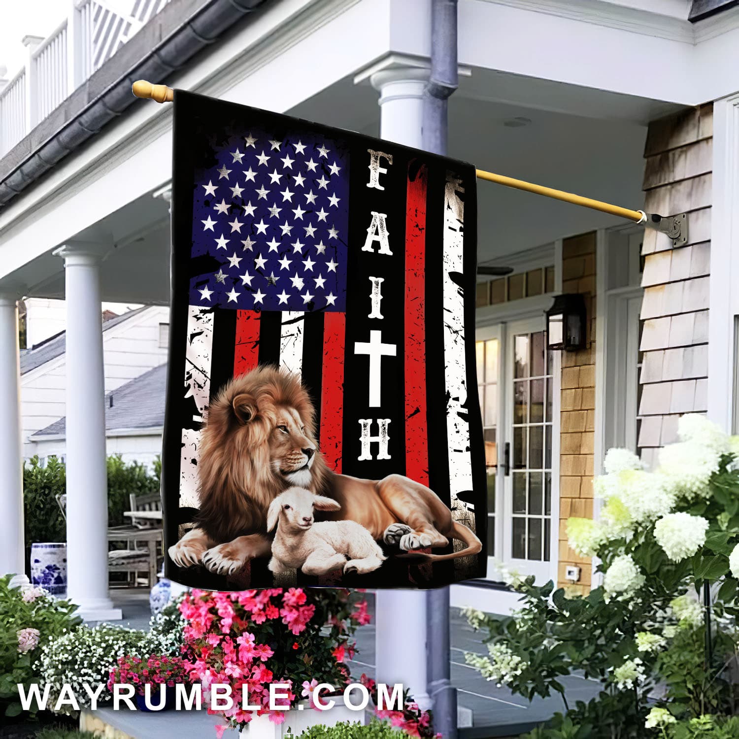 Amazing lion and lamb - Faith - Jesus Flag