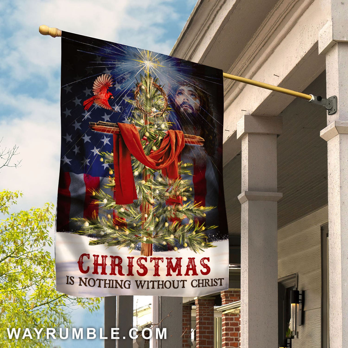 Christmas, cross, Christmas is nothing without Christ - Jesus Flag