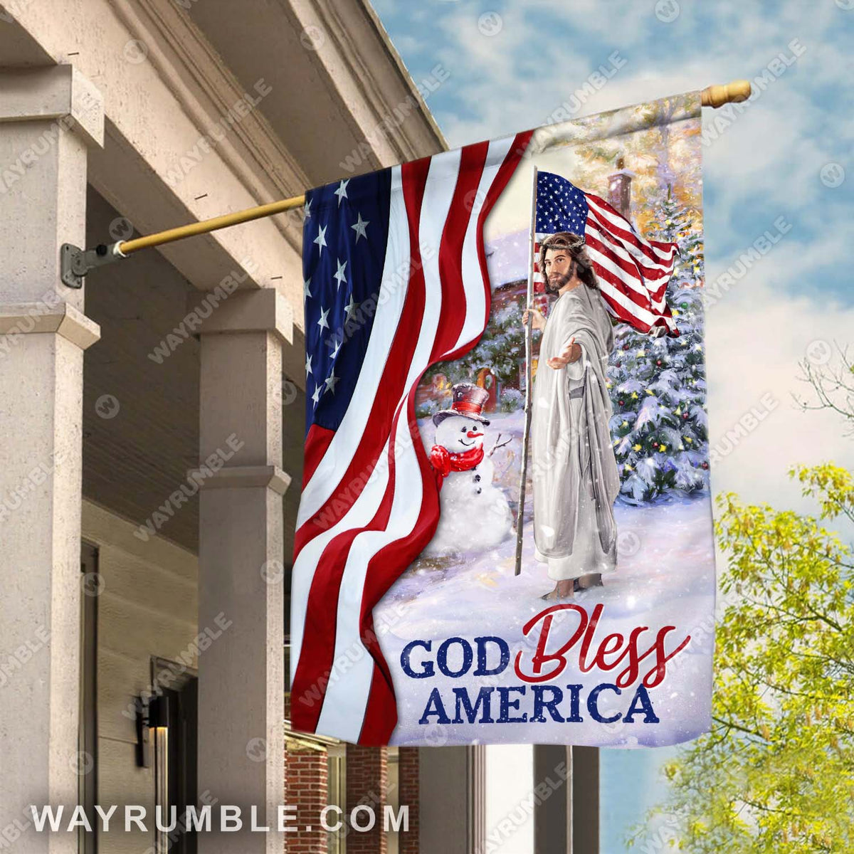 Snowman, Winter garden, The US Flag, Come to Jesus - Jesus Flag