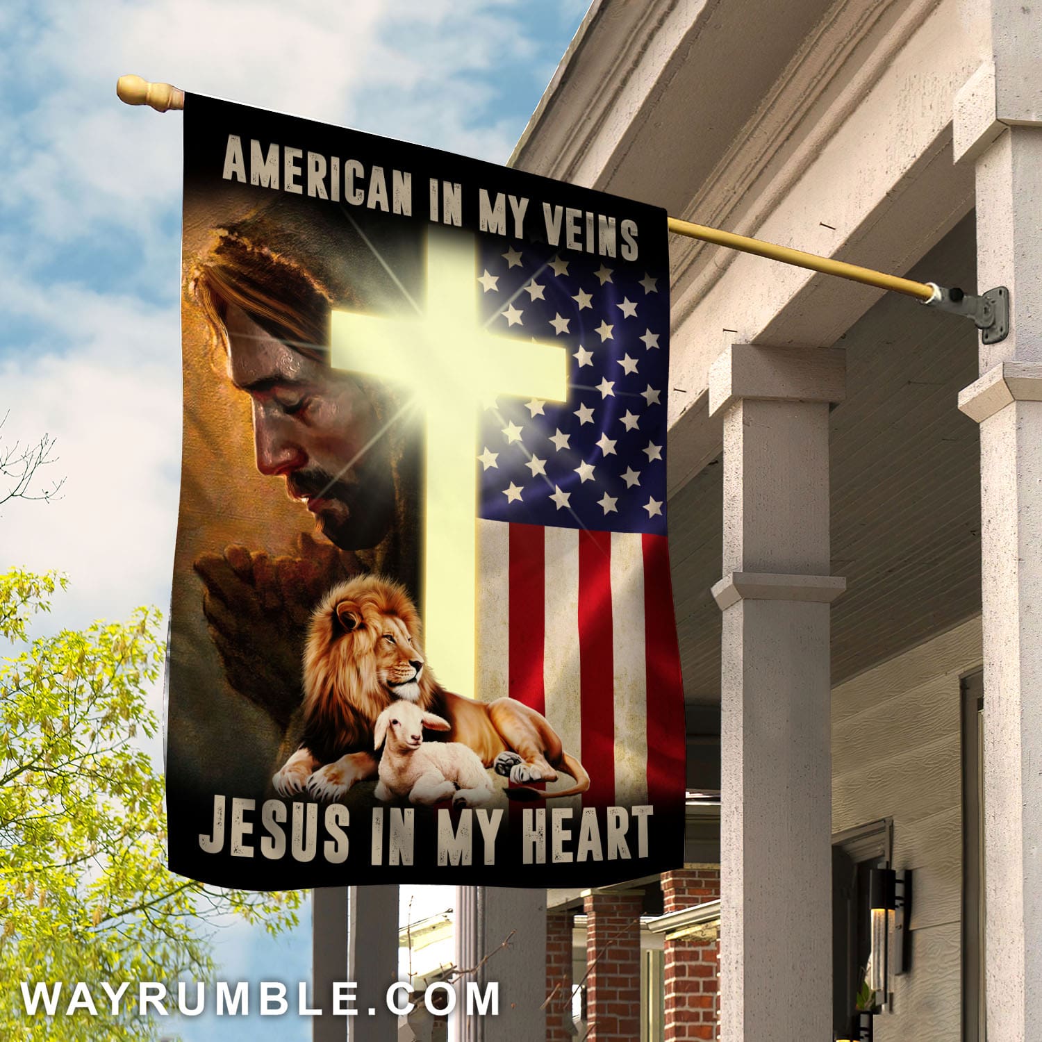 Lion of Judah - American in my veins, Jesus in my heart Jesus Flag