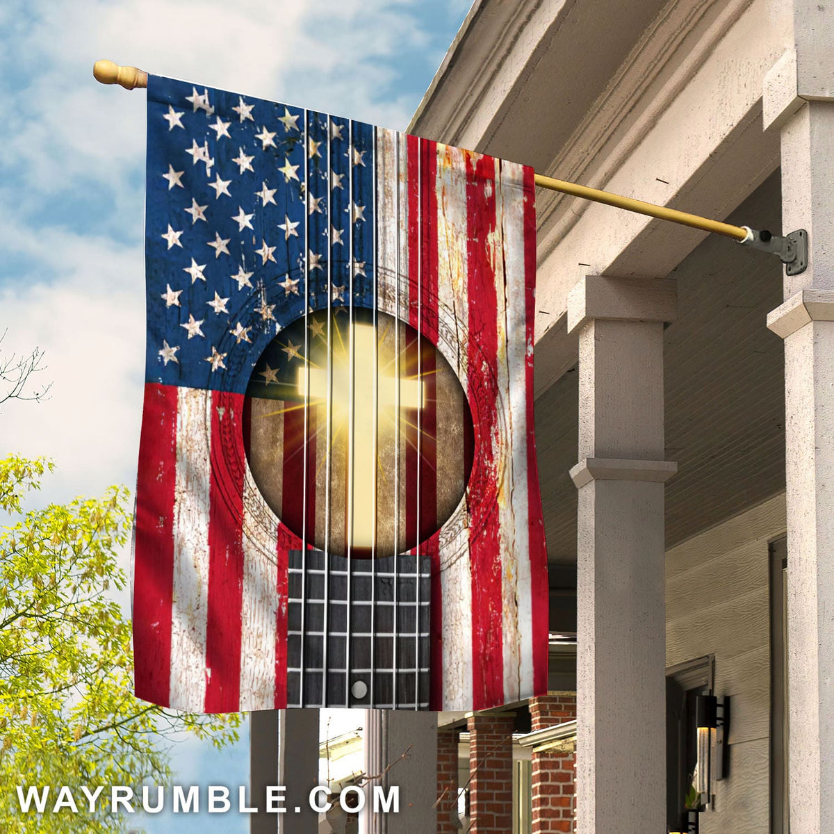 Amazing flag and cross on a guitar - Jesus Flag