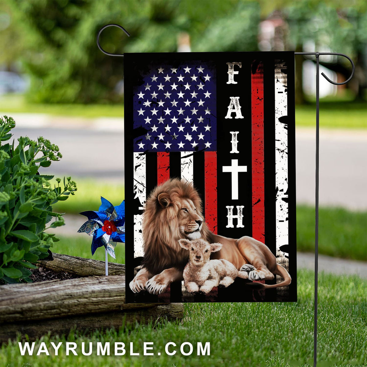 Amazing lion and lamb - Faith - Jesus Flag