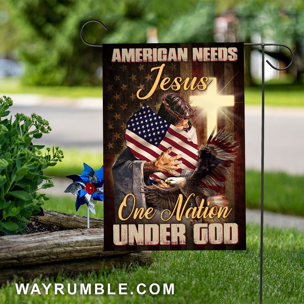 Jesus, Eagle, American flag - American needs Jesus, One nation under God Flag