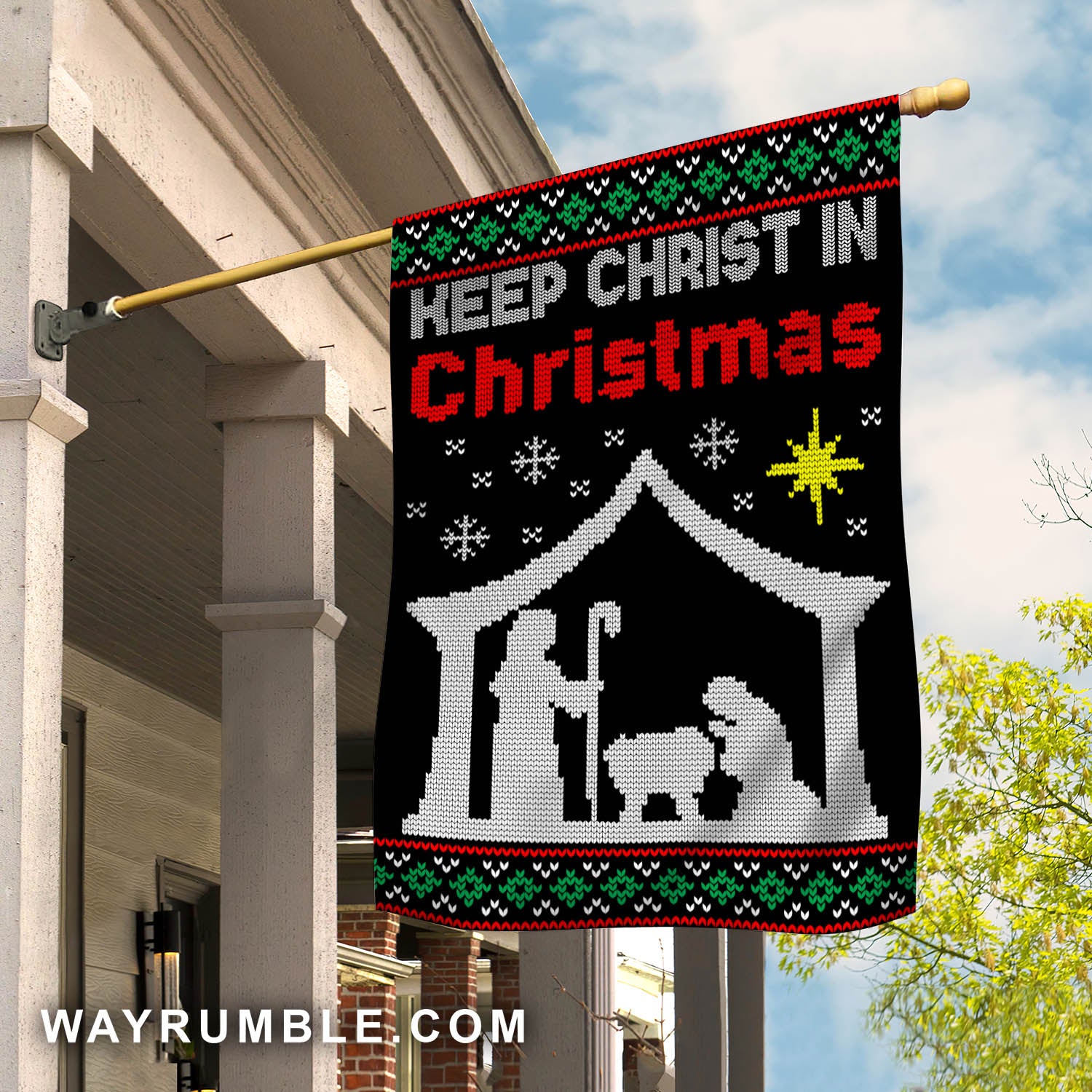 Keep Christ in Christmas - Jesus, Christmas night, Brocade Flag