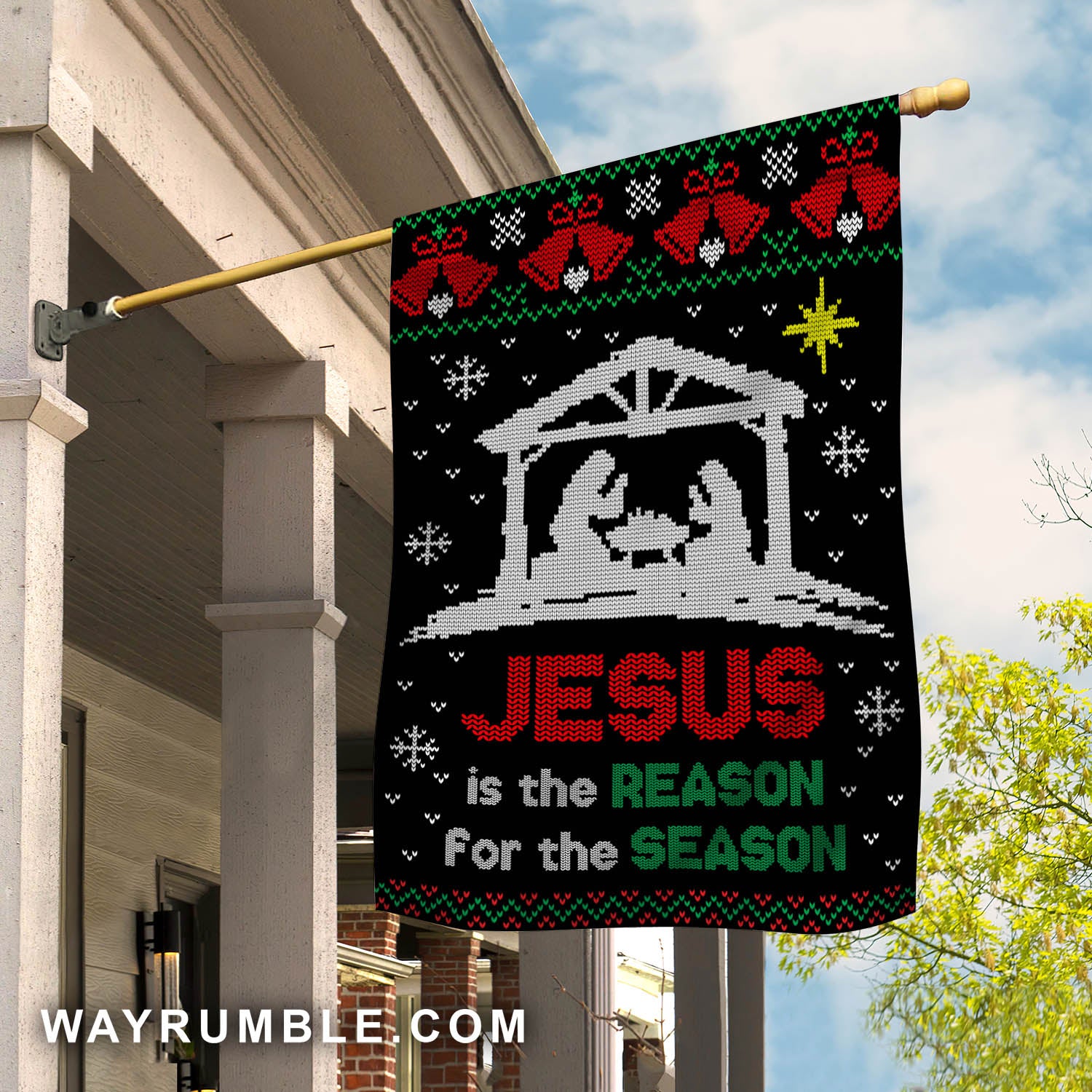 Jesus is the reason for the season - Jesus, Christmas night, Brocade Flag