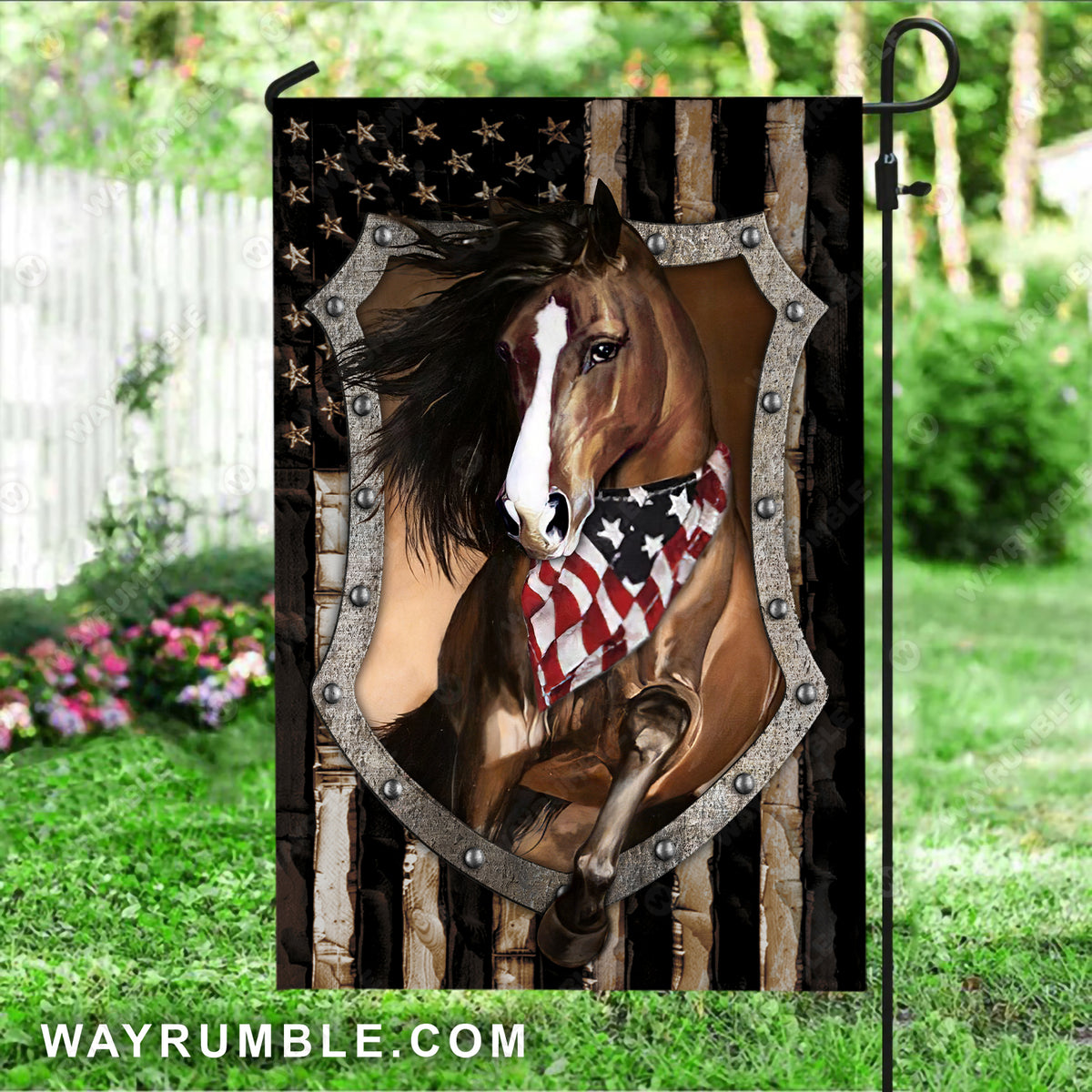 Shield painting, Brown horse, Animal drawing, US flag - Jesus Flag
