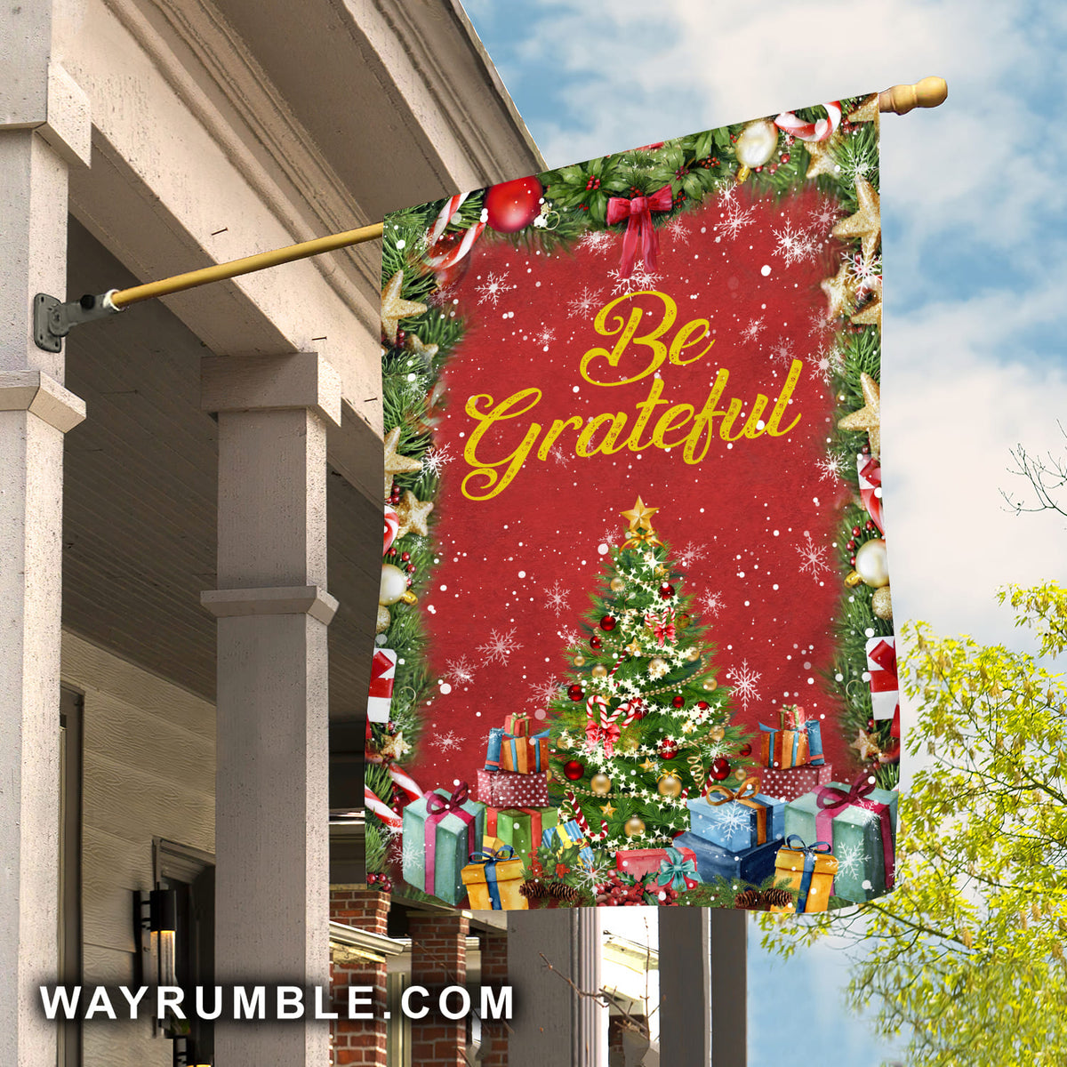 Be grateful - Jesus, Christmas, Christmas tree Flag