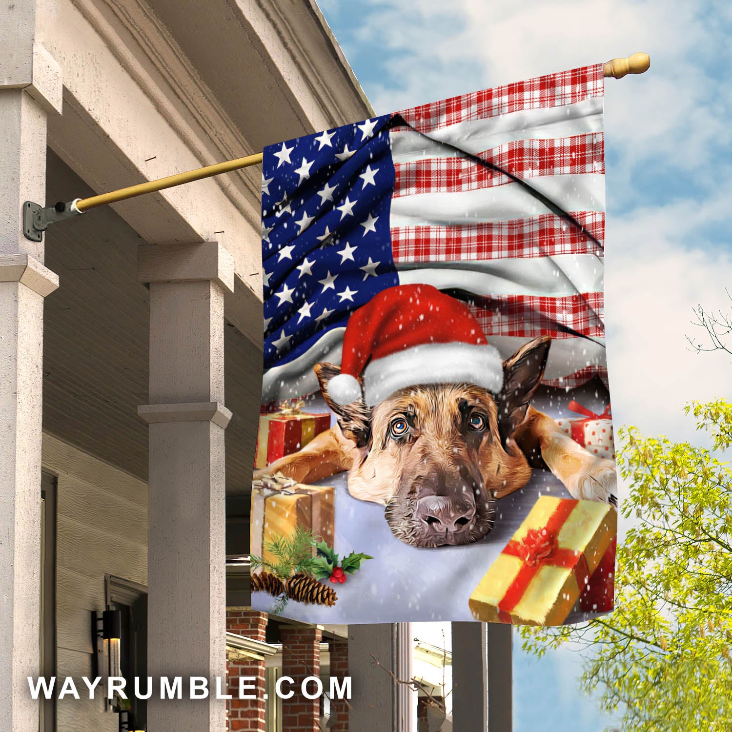 German shepherd on Christmas - Jesus, German shepherd, Christmas Flag