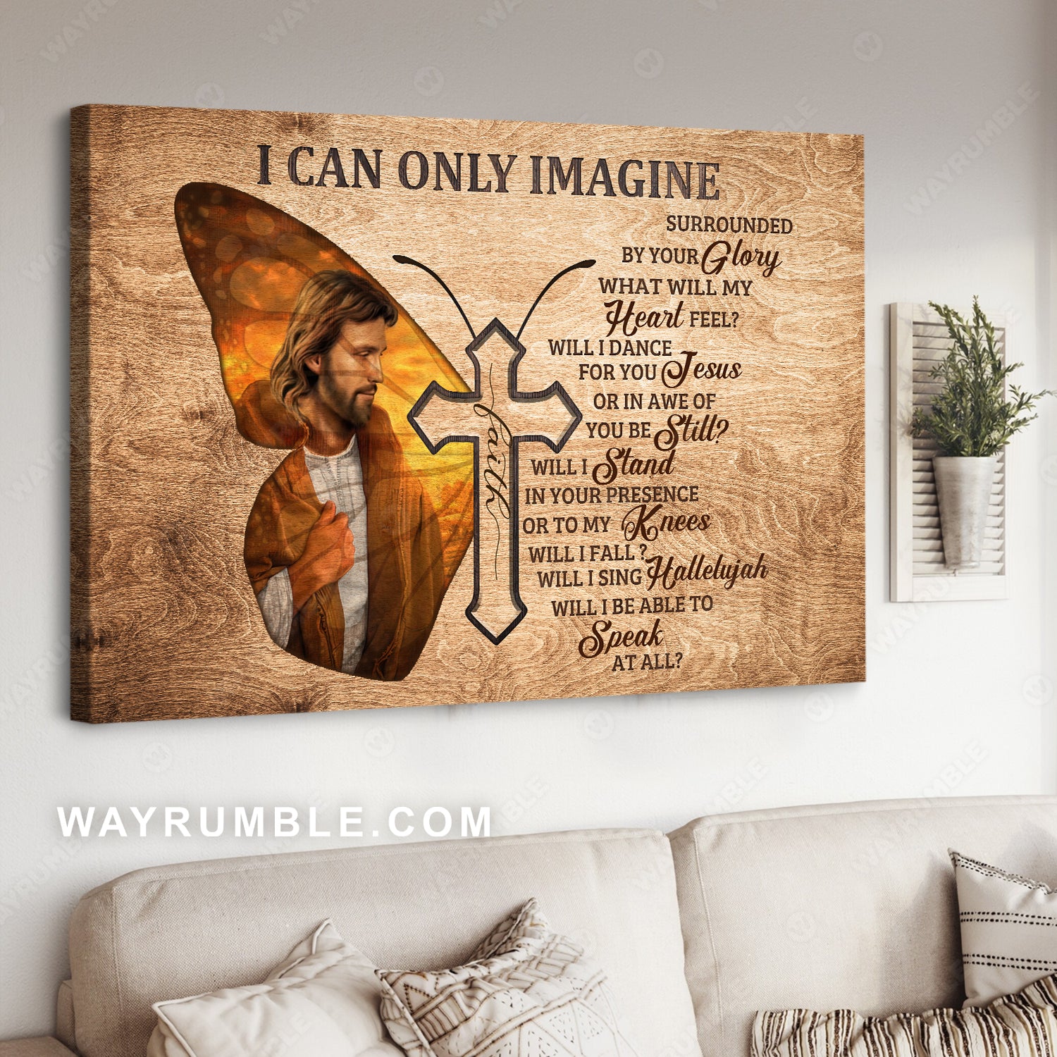 Jesus painting, Butterfly wing, The cross, I can only imagine - Jesus Landscape Canvas Prints, Christian Wall Art