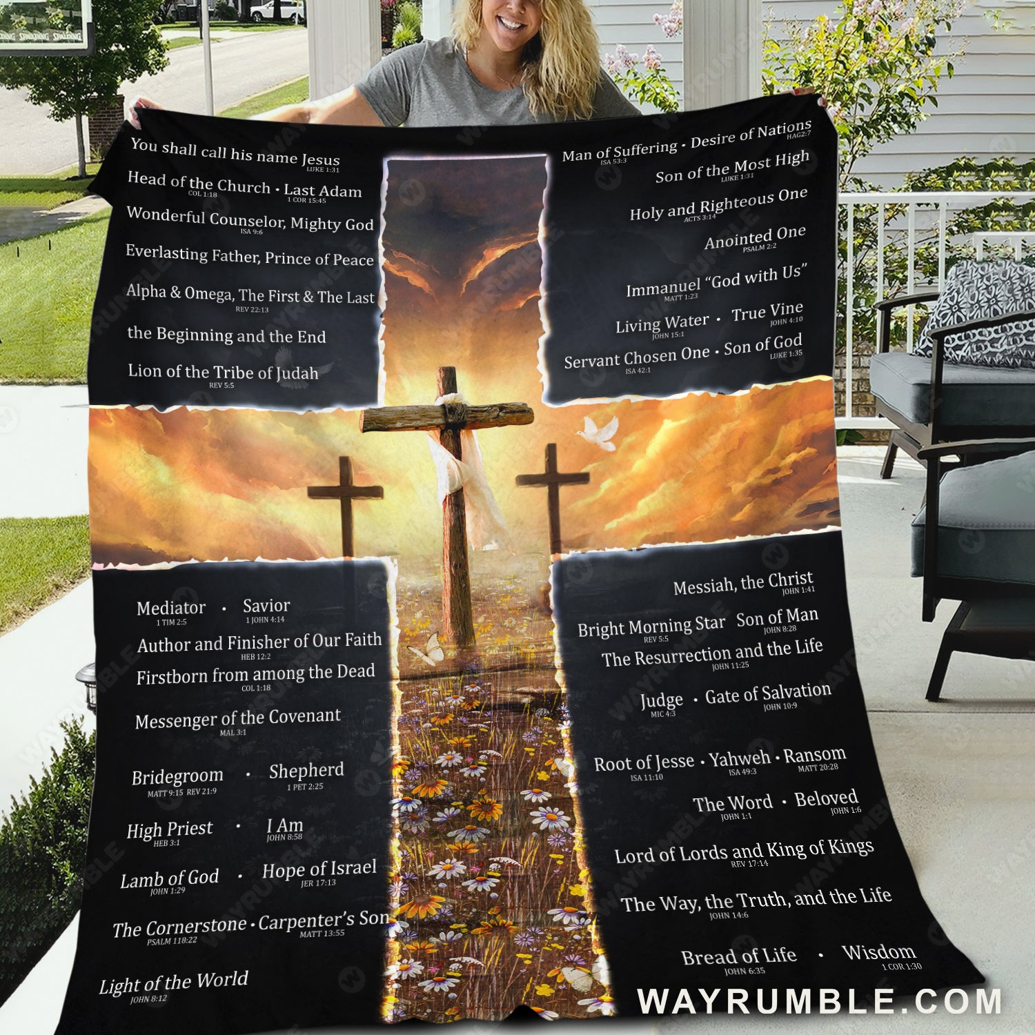 The cross, Daisy flower, You shall call his name - Jesus Blanket