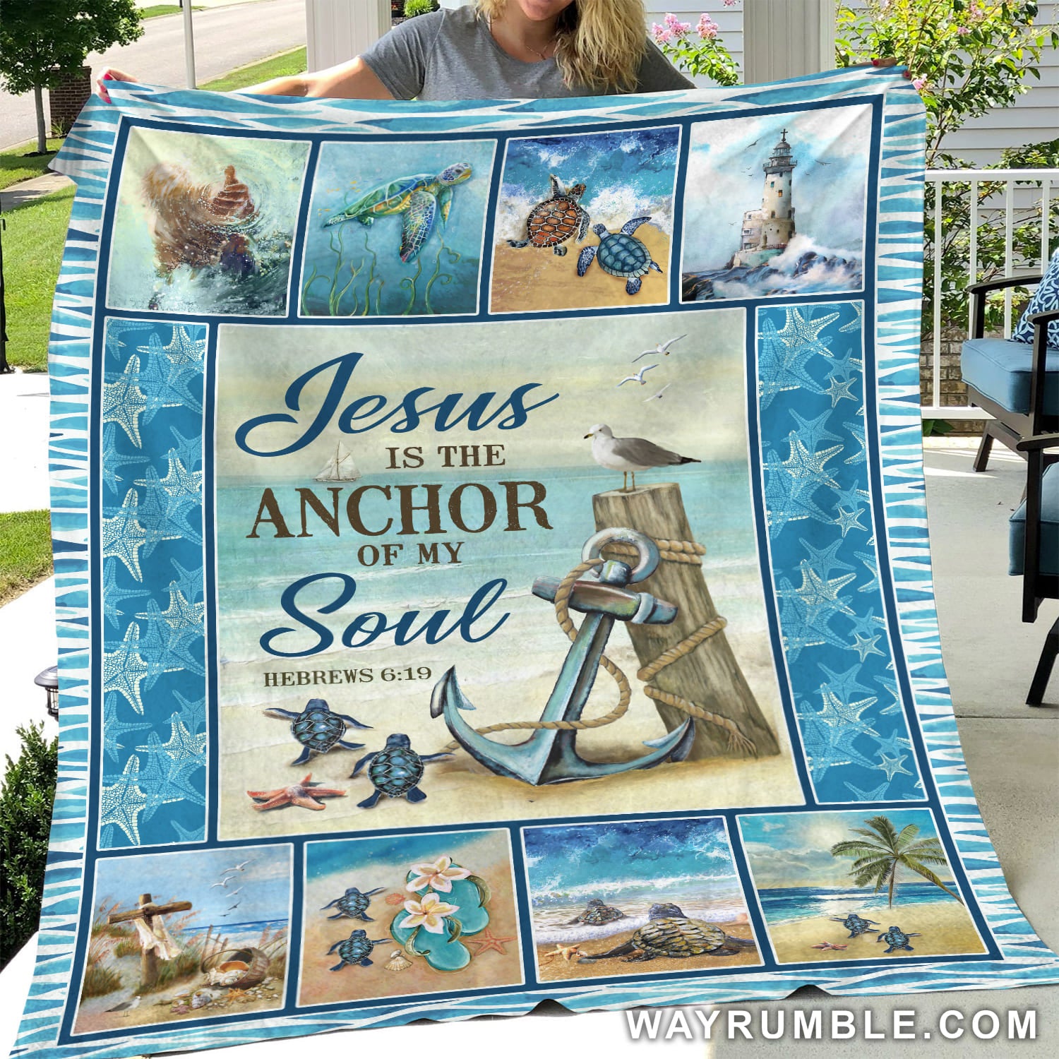 Jesus - Beach - Jesus is the anchor of my soul - Blanket