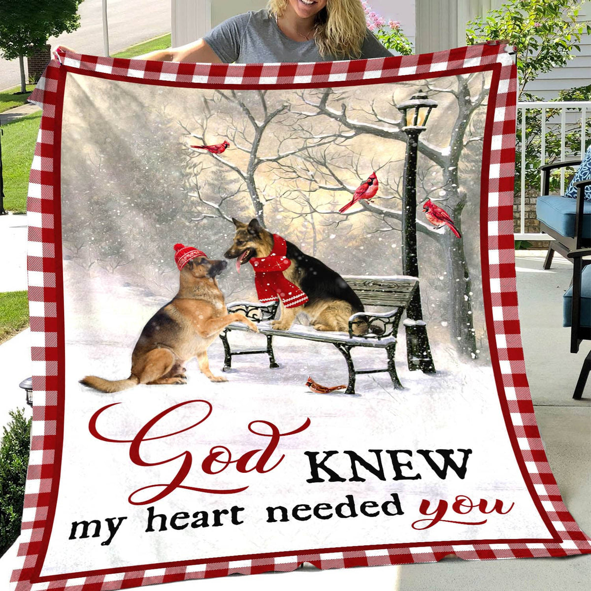 German Shepherd - Winter - On a date - God knew my heart need you - Jesus Blanket