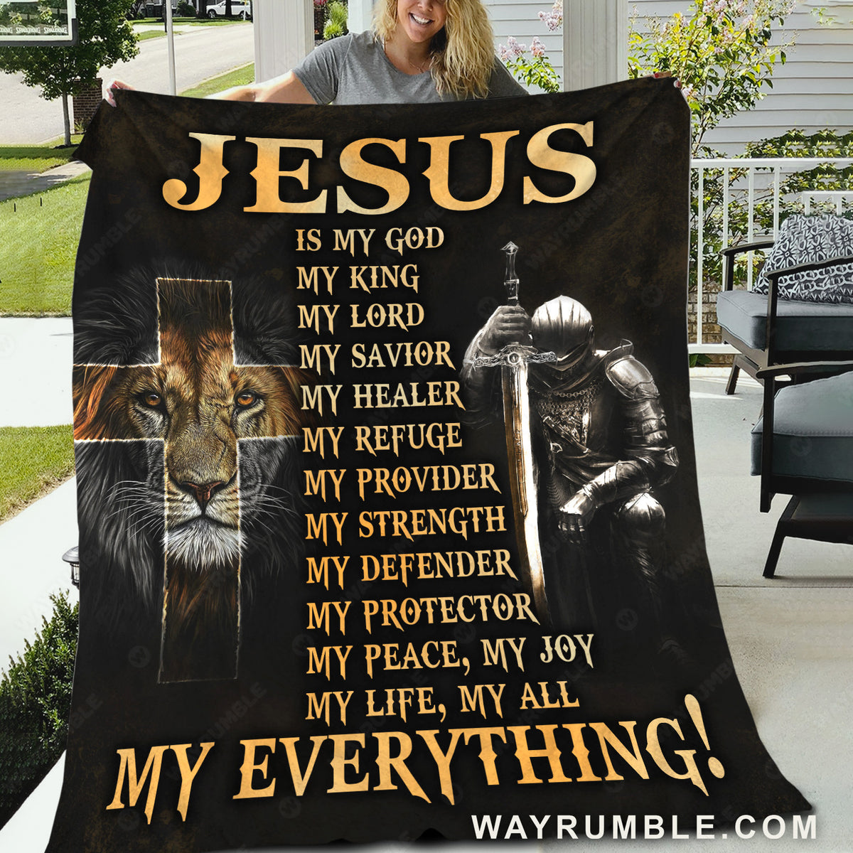 Lion of Judah, Knight of God, Warrior painting, Jesus is my everything - Jesus Blanket