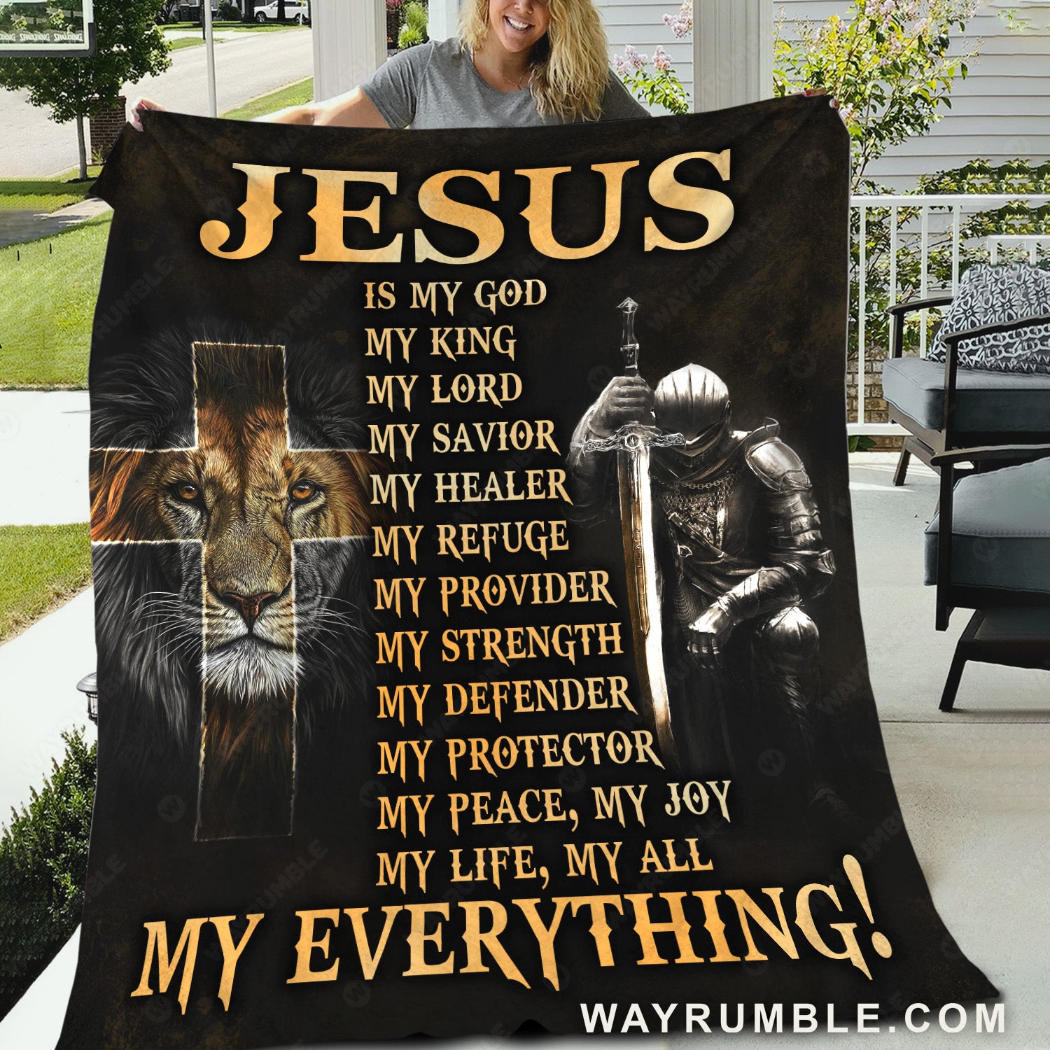 Lion of Judah, Knight of God, Warrior painting, Jesus is my everything - Jesus Blanket
