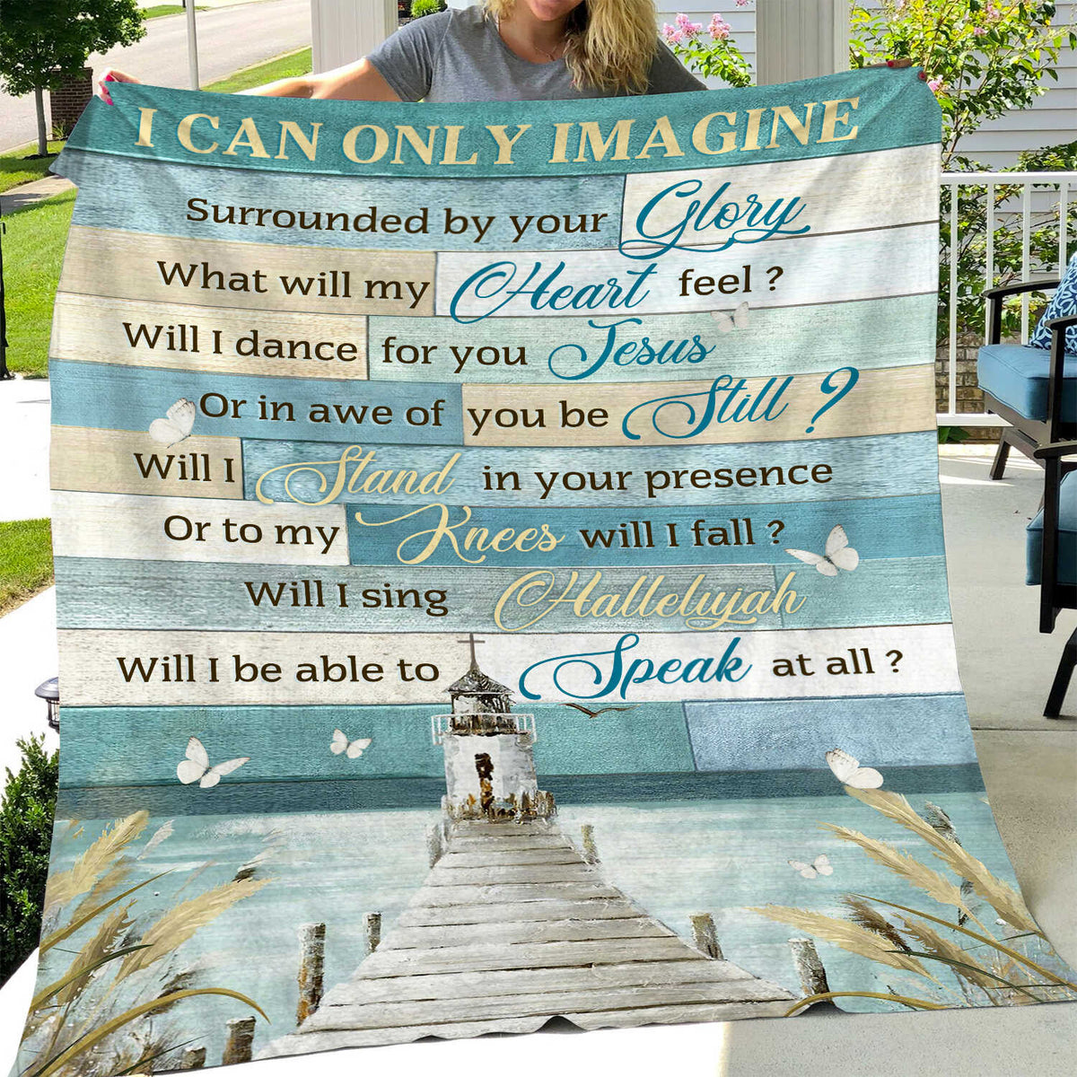 Church painting, By the river, I can only imagine - Jesus Blanket