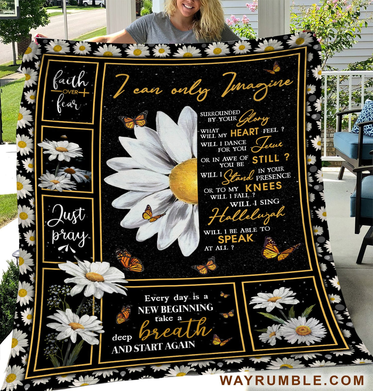 Jesus - Daisy flower and butterfly - I can only imagine - Blanket