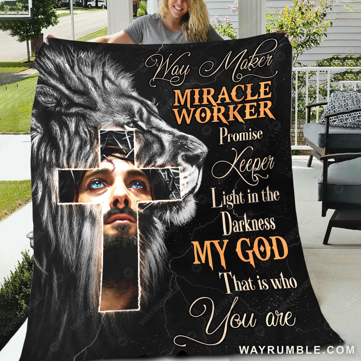 Lion painting, Jesus painting, The holy cross, My God is the light in the darkness - Jesus Blanket