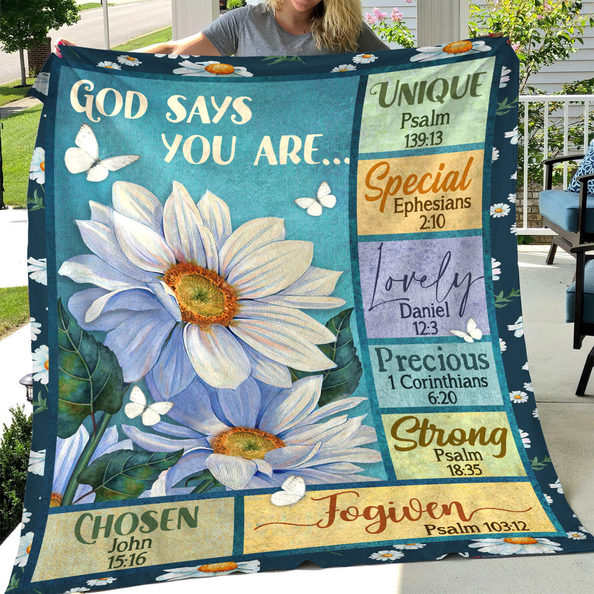 White flower painting, Beautiful butterfly, God says you are - Jesus Blanket