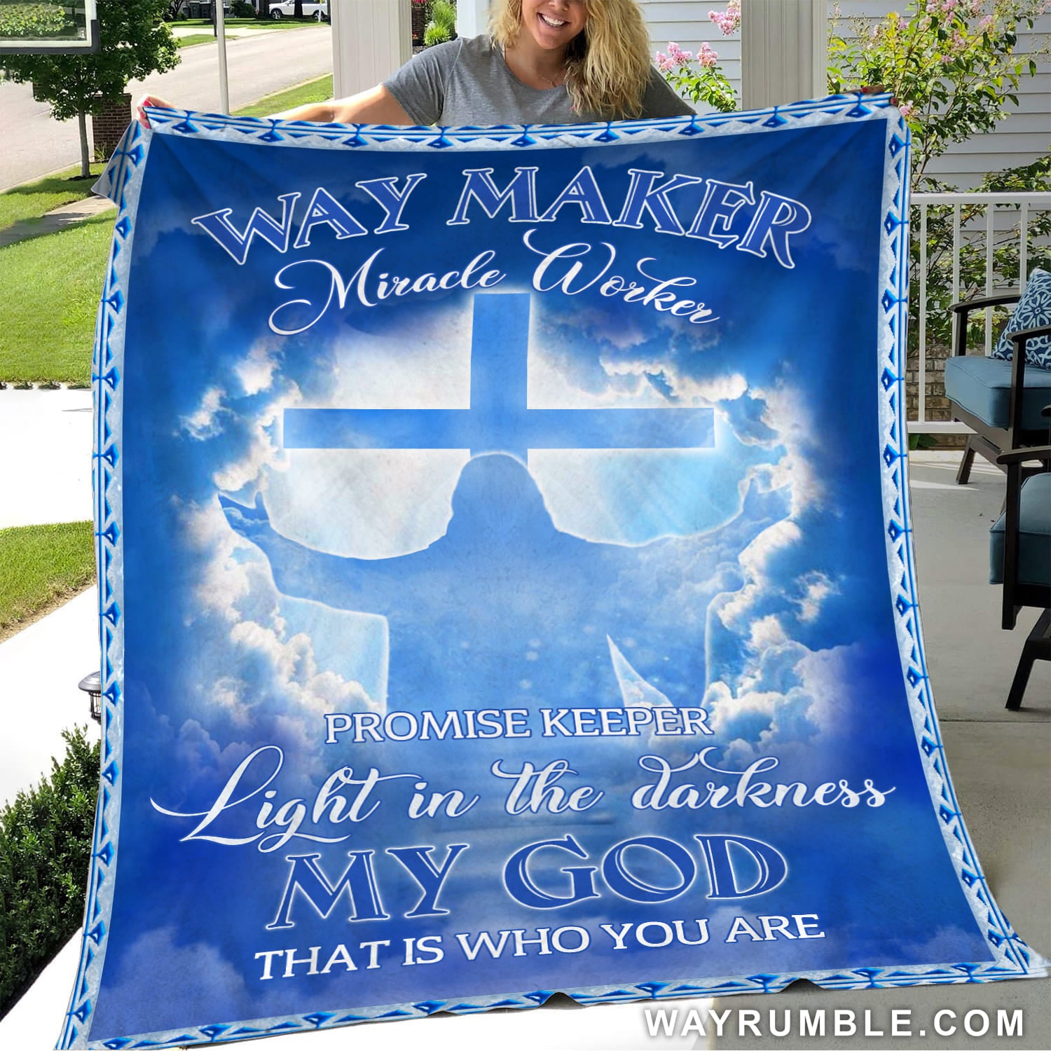 Jesus with open arms on the sky - Way maker, Miracle worker - Blanket