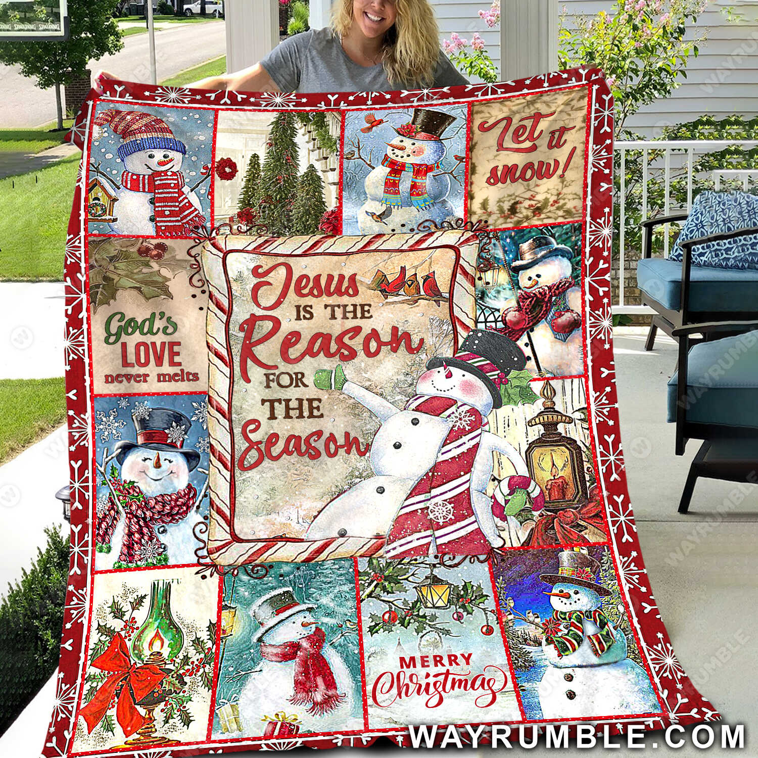 Christmas, Snowman, Jesus is the reason for the season - Jesus, Christmas Blanket