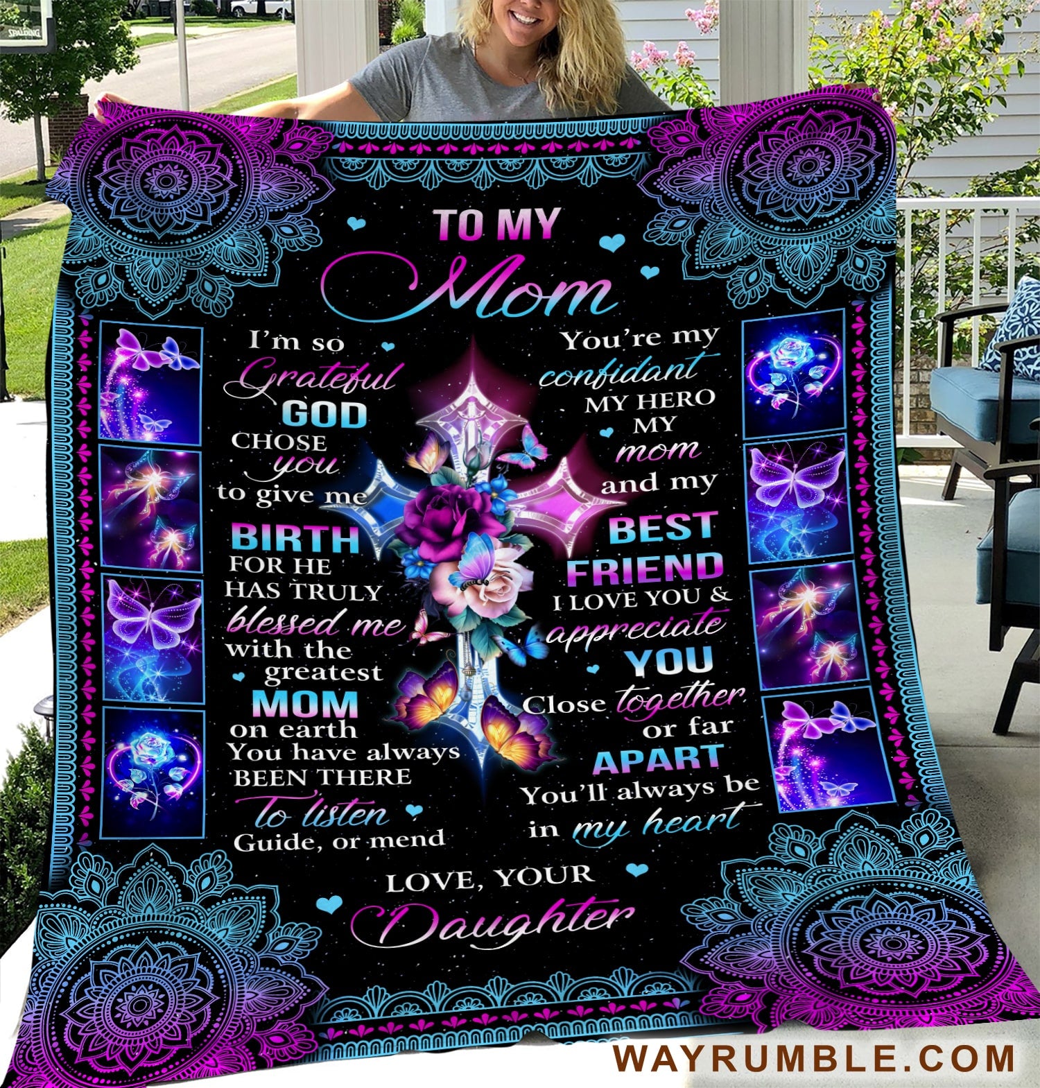 Jesus - Purple flower and butterfly - You have always been there to listen - Blanket