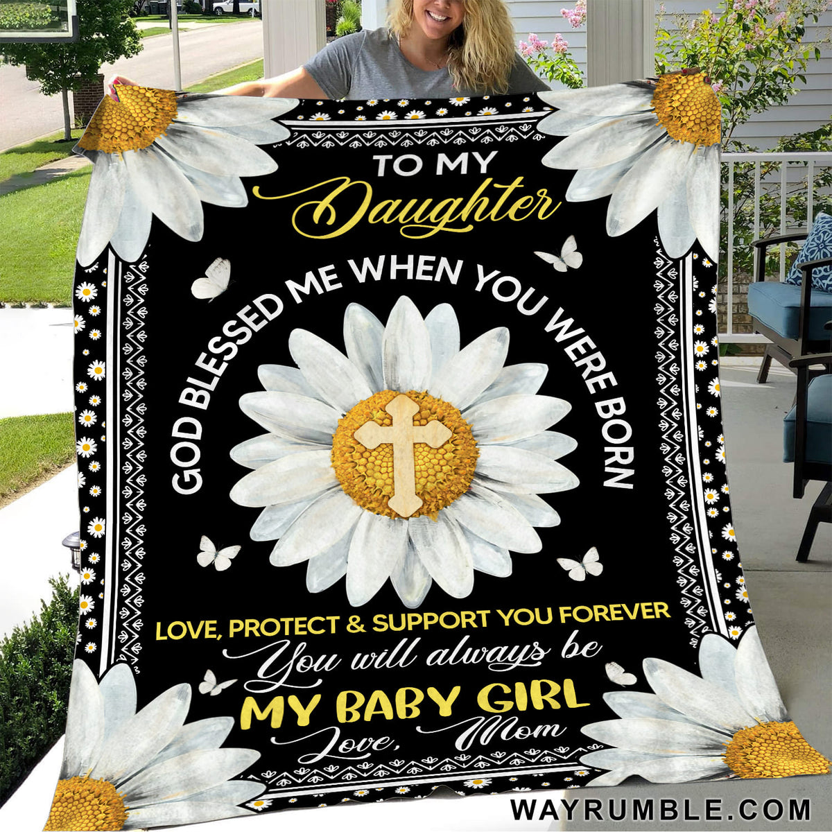 Mom to daughter - Daisy - God blessed me when you were born - Blanket