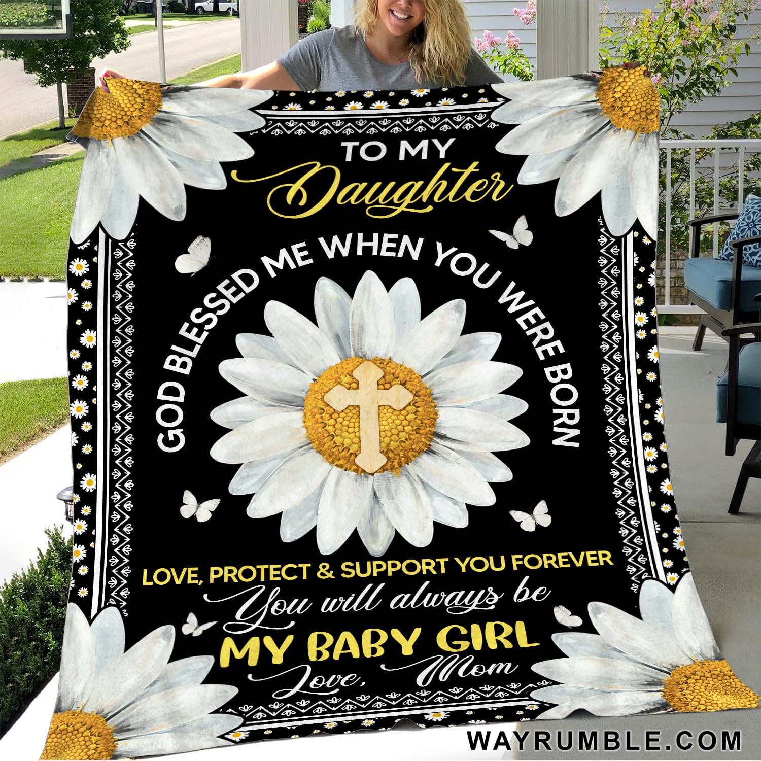 Mom to daughter - Daisy - God blessed me when you were born - Blanket