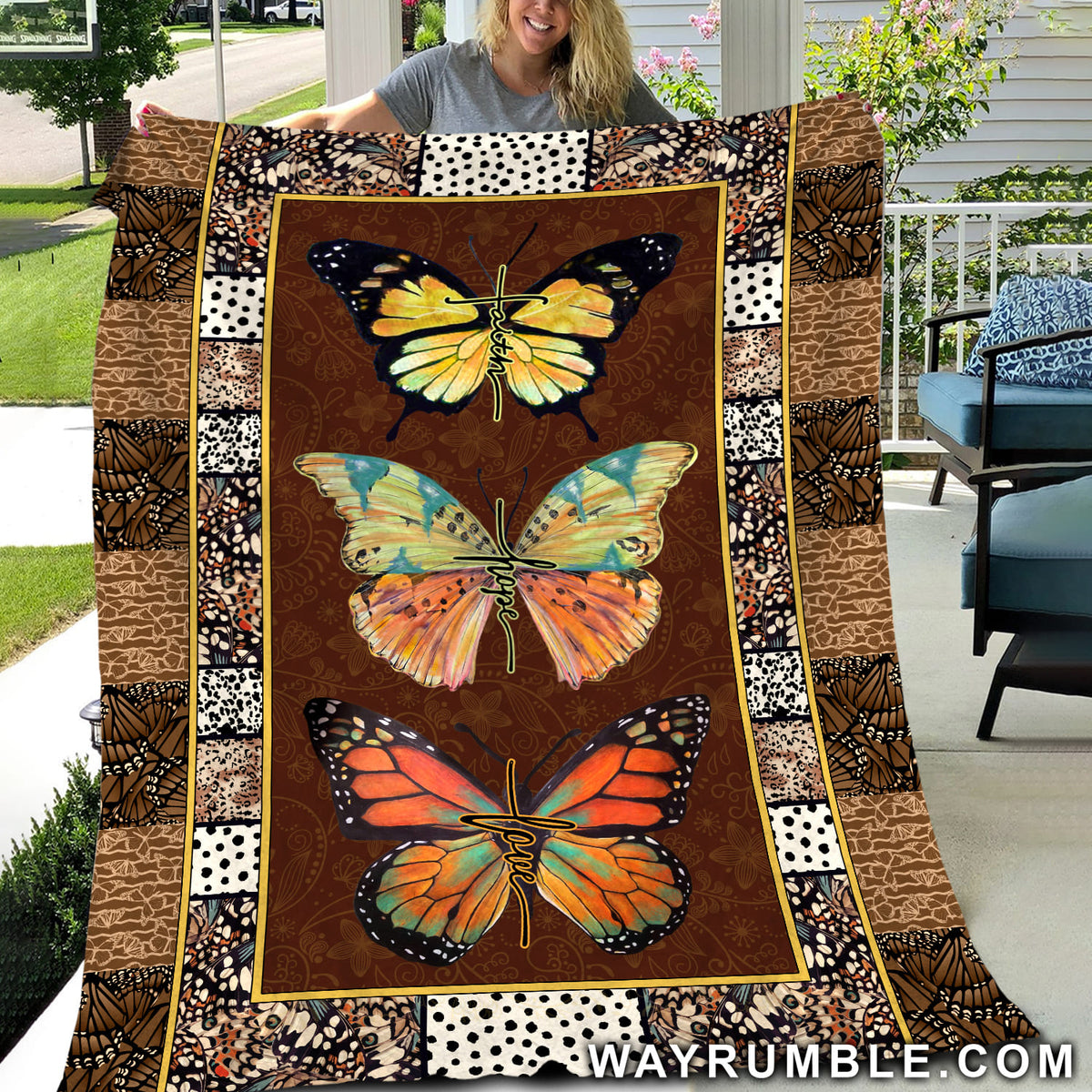 Colorful butterfly, Winter blanket, Faith hope love - Jesus Blanket
