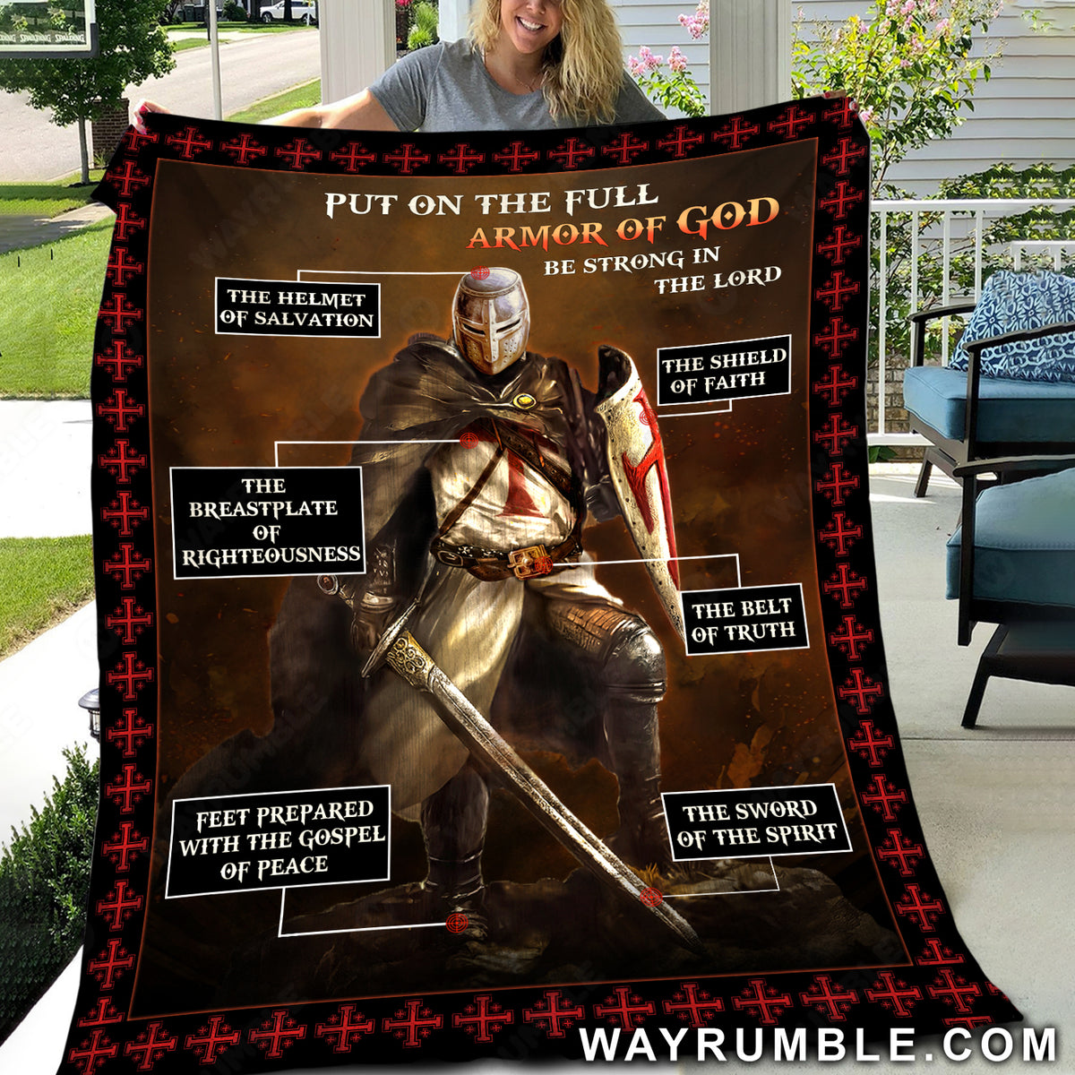  Warrior of God, Jesus painting, Put on the full Armor of God - Jesus Blanket