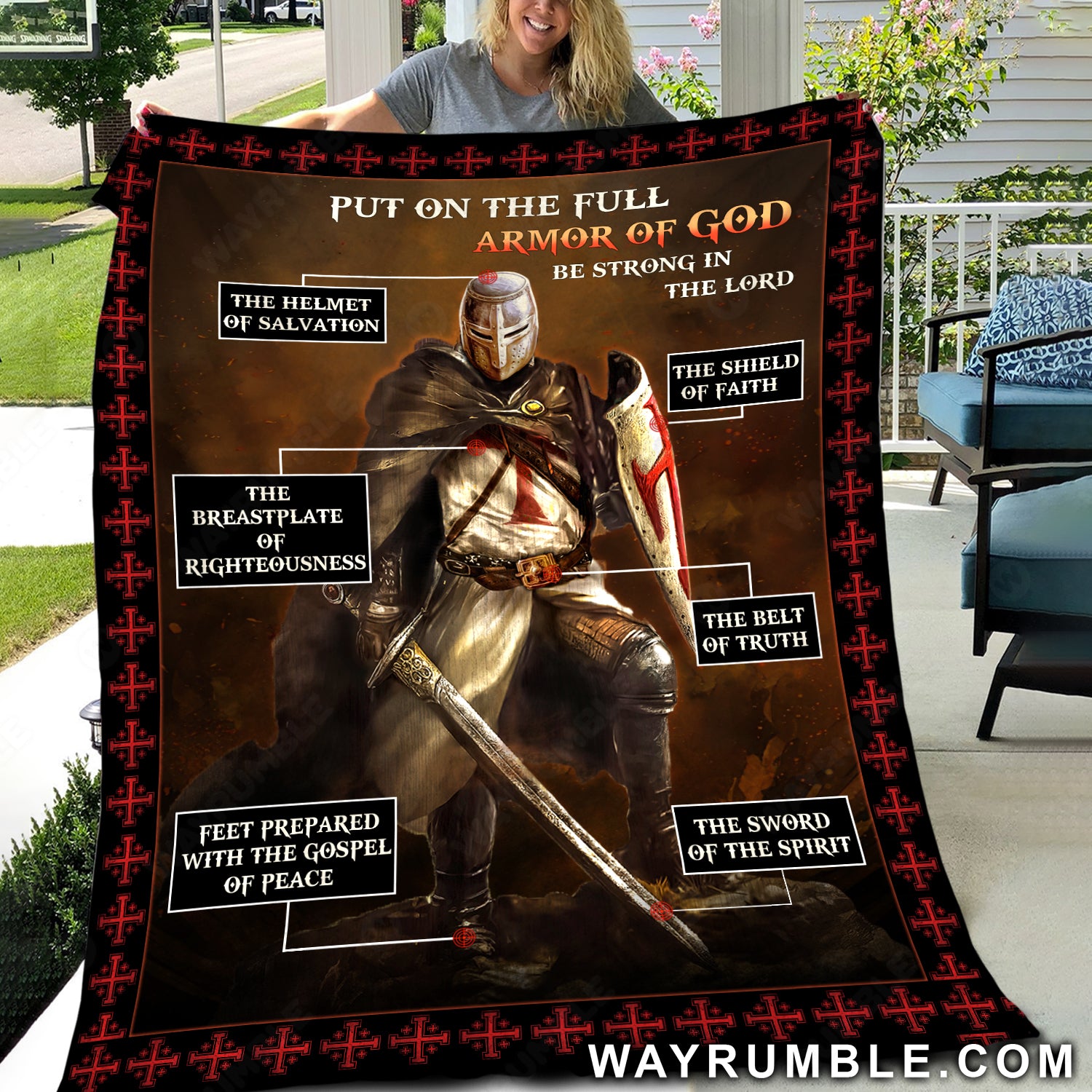  Warrior of God, Jesus painting, Put on the full Armor of God - Jesus Blanket